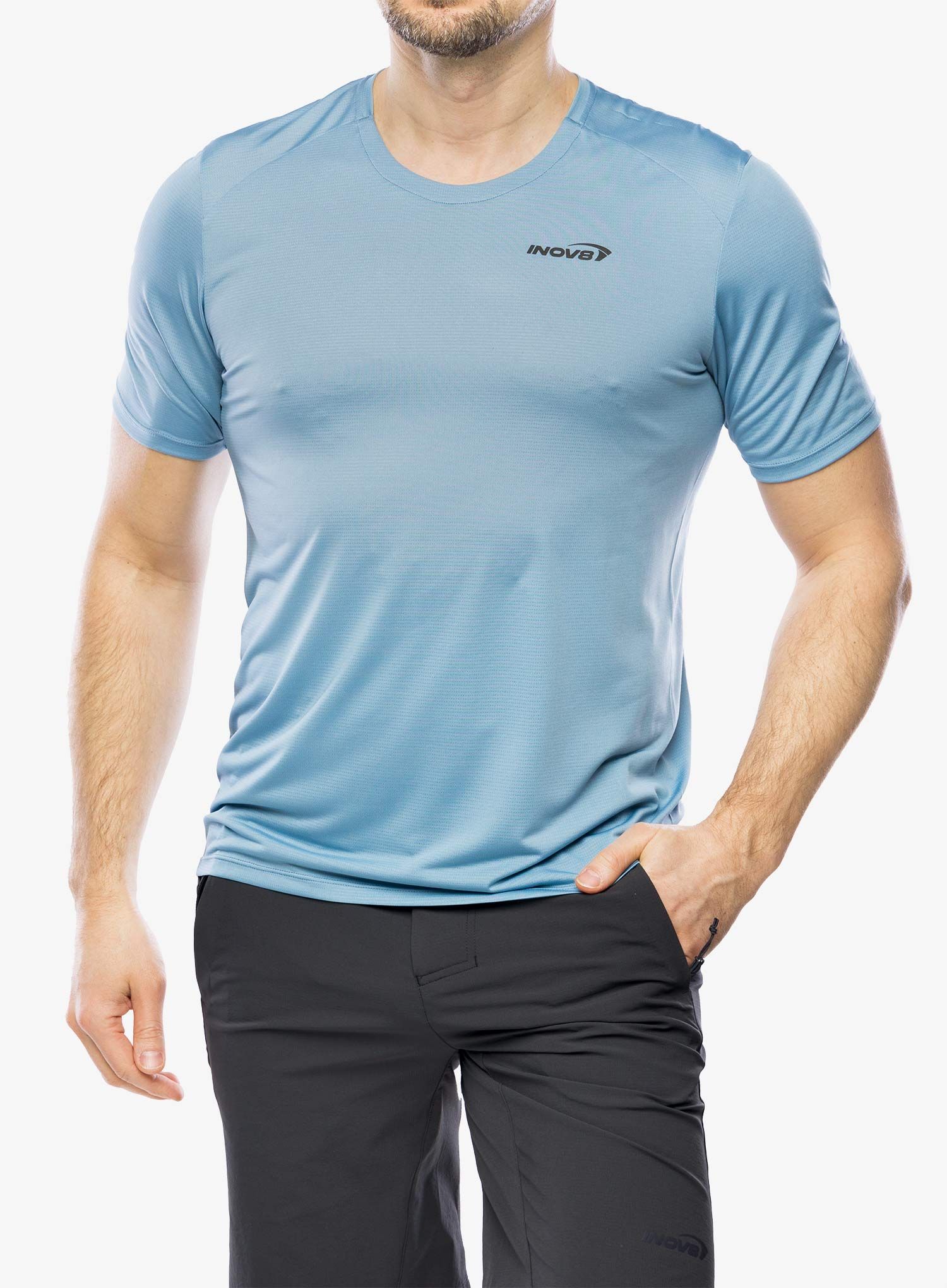 Tekaška majica Inov-8 Performance Short Sleeve - blue grey/slate