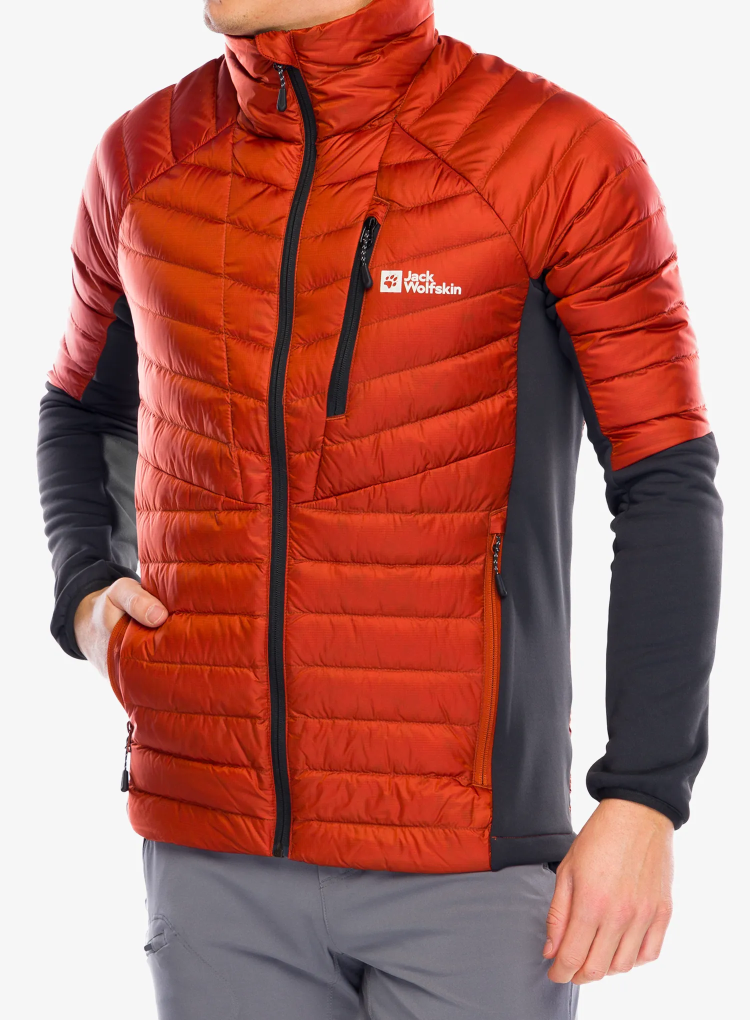 Hibridna jakna Jack Wolfskin Nebelhorn Down Hybrid - carmine