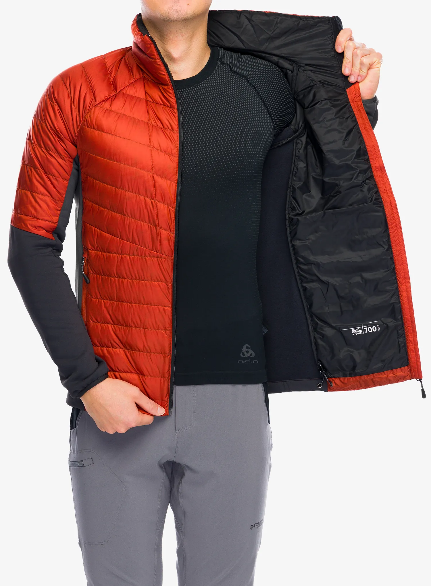 Hibridna jakna Jack Wolfskin Nebelhorn Down Hybrid - carmine