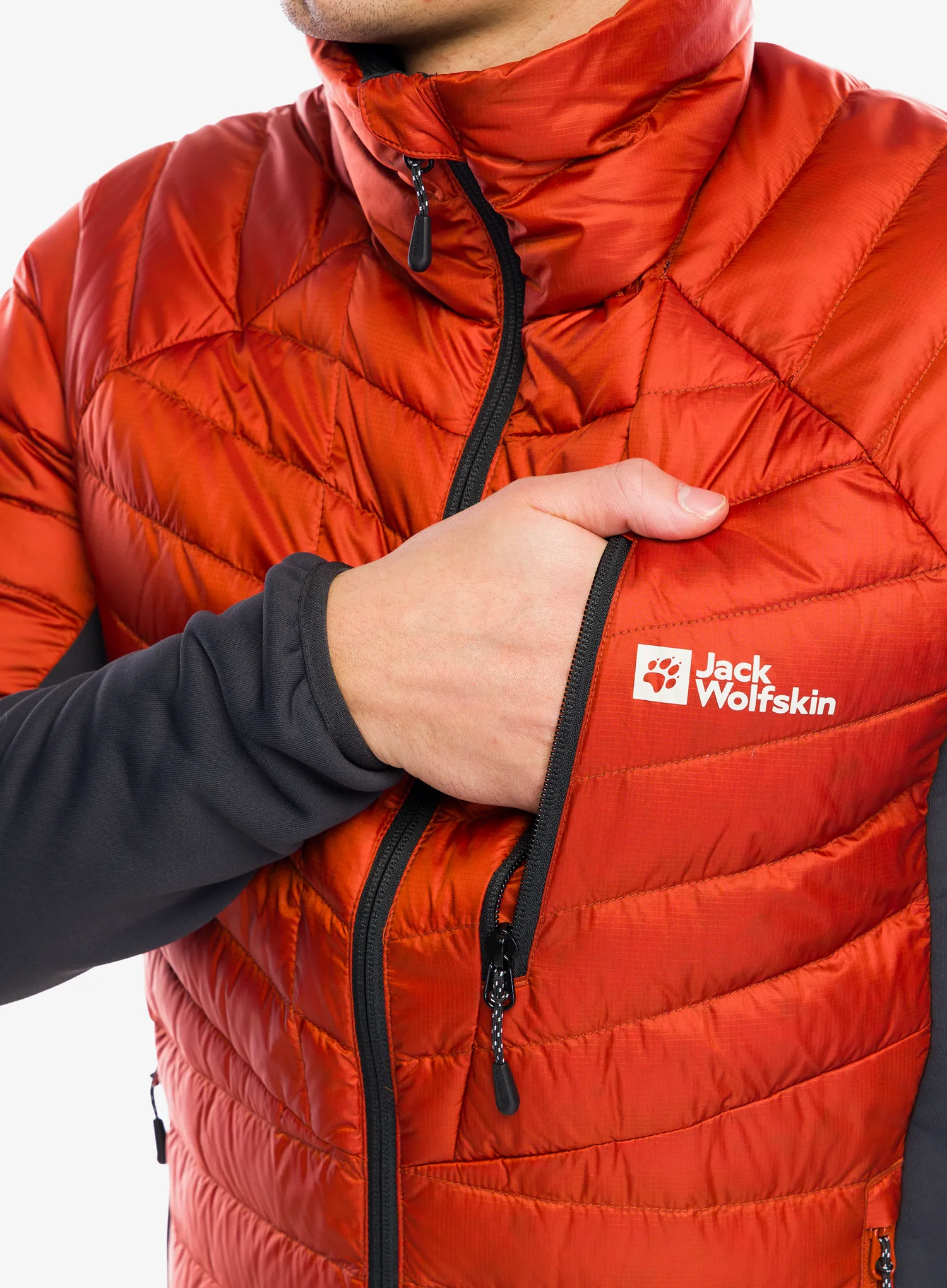 Hibridna jakna Jack Wolfskin Nebelhorn Down Hybrid - carmine