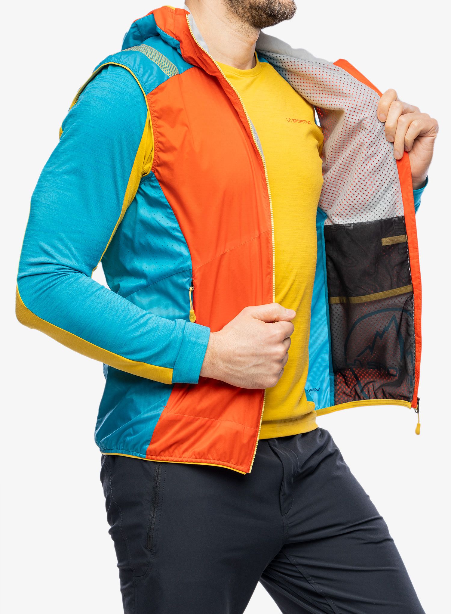 Brezrokavnik La Sportiva Across Lite Vest - cherry tomato/tropic blue