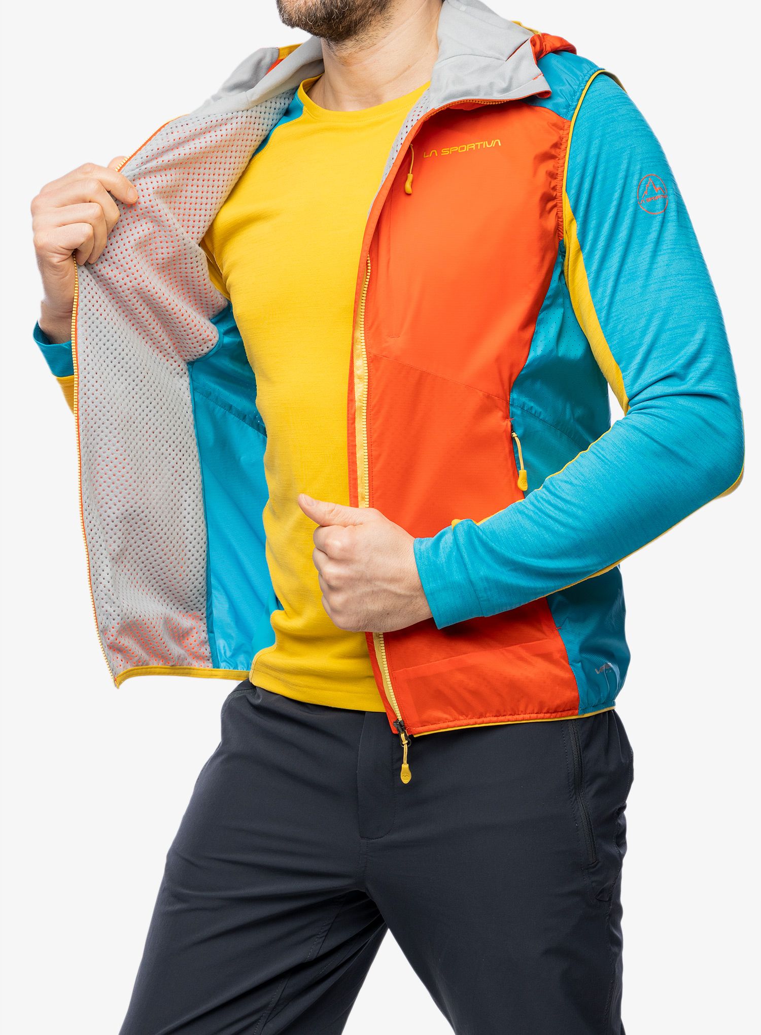 Brezrokavnik La Sportiva Across Lite Vest - cherry tomato/tropic blue