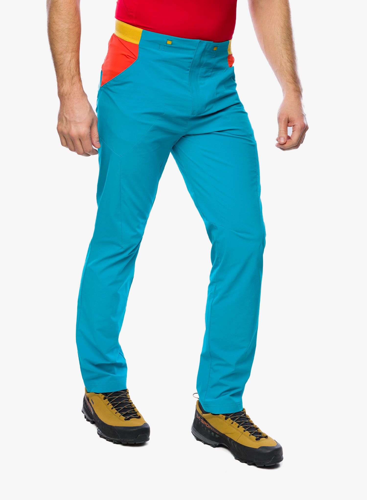 Pohodne hlače La Sportiva Brush Pant - tropic blue/cherry tomato