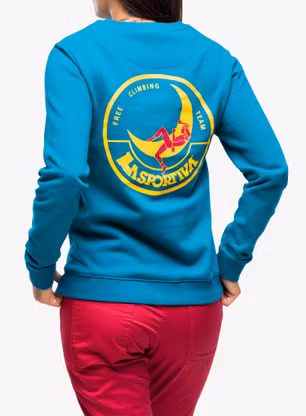 Ženska plezalna jopa La Sportiva Climbing on the Moon Sweatshirt - turchese/giallo