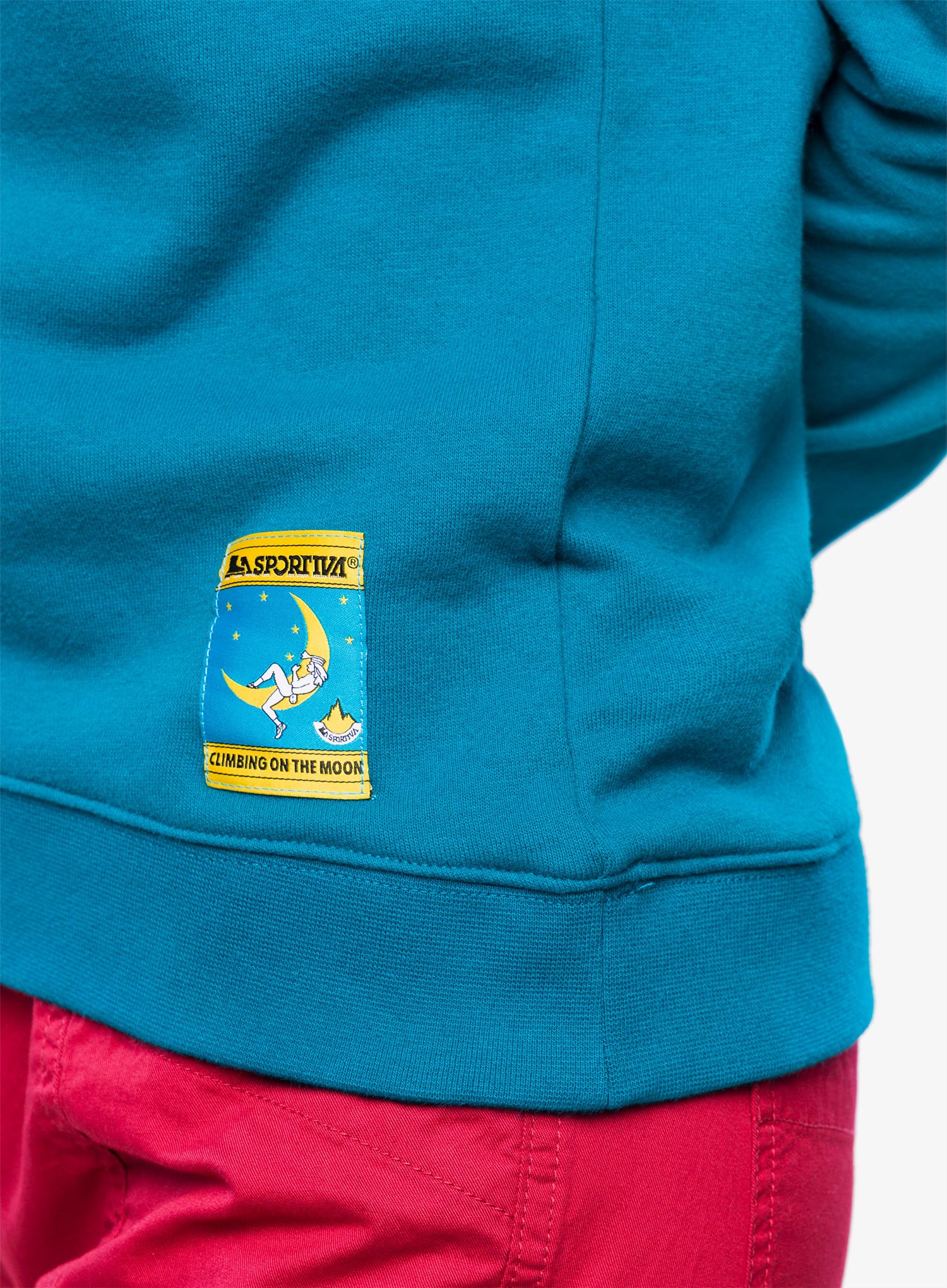 Ženska plezalna jopa La Sportiva Climbing on the Moon Sweatshirt - turchese/giallo