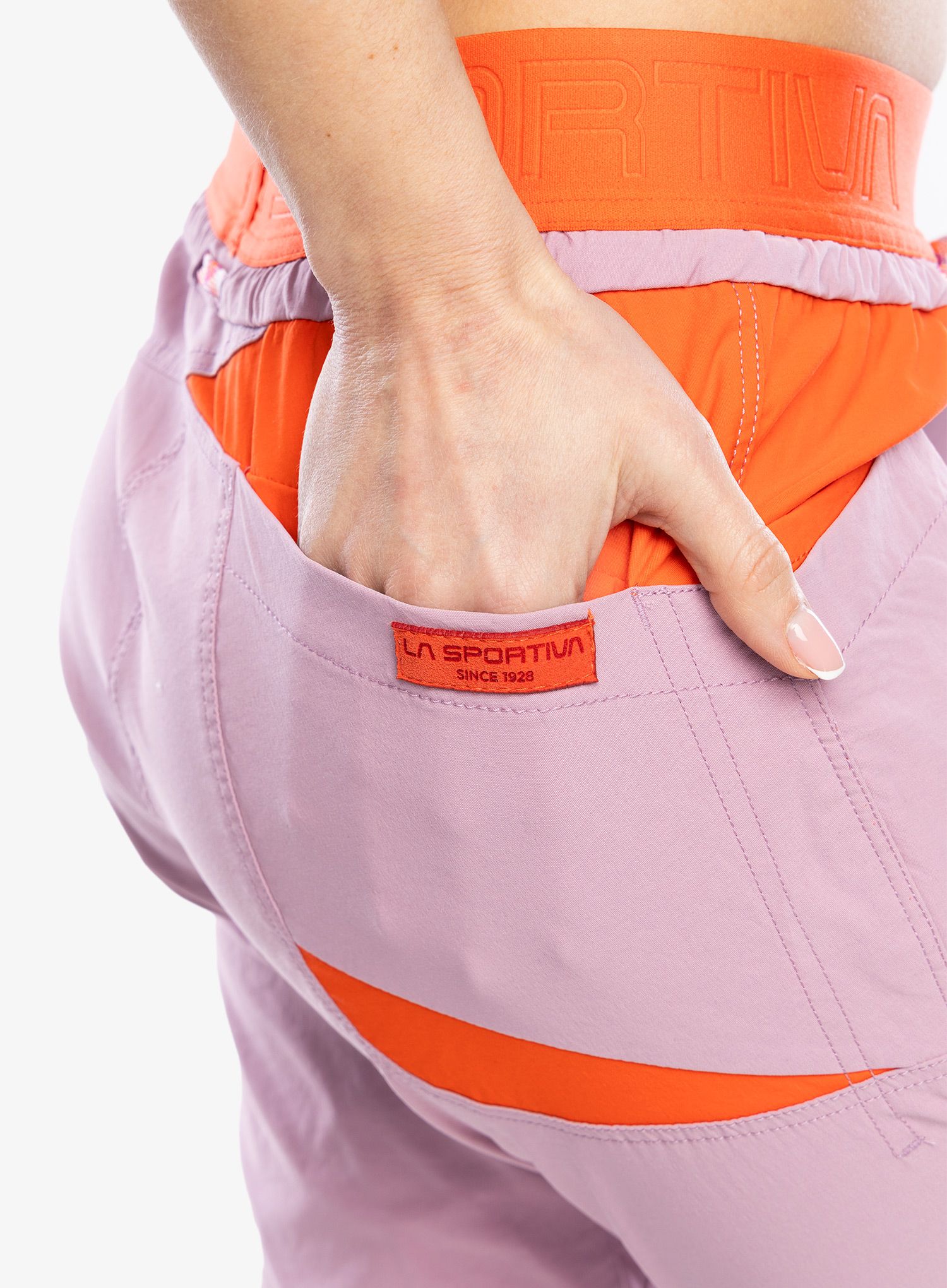 Ženske plezalne hlače La Sportiva Mantra Pant - rose/cherry tomato