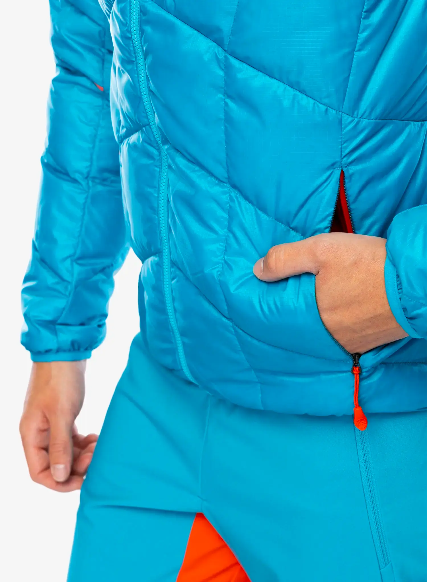 Puhovka La Sportiva Pinnacle Down Jkt - tropic blue/cherry tomato