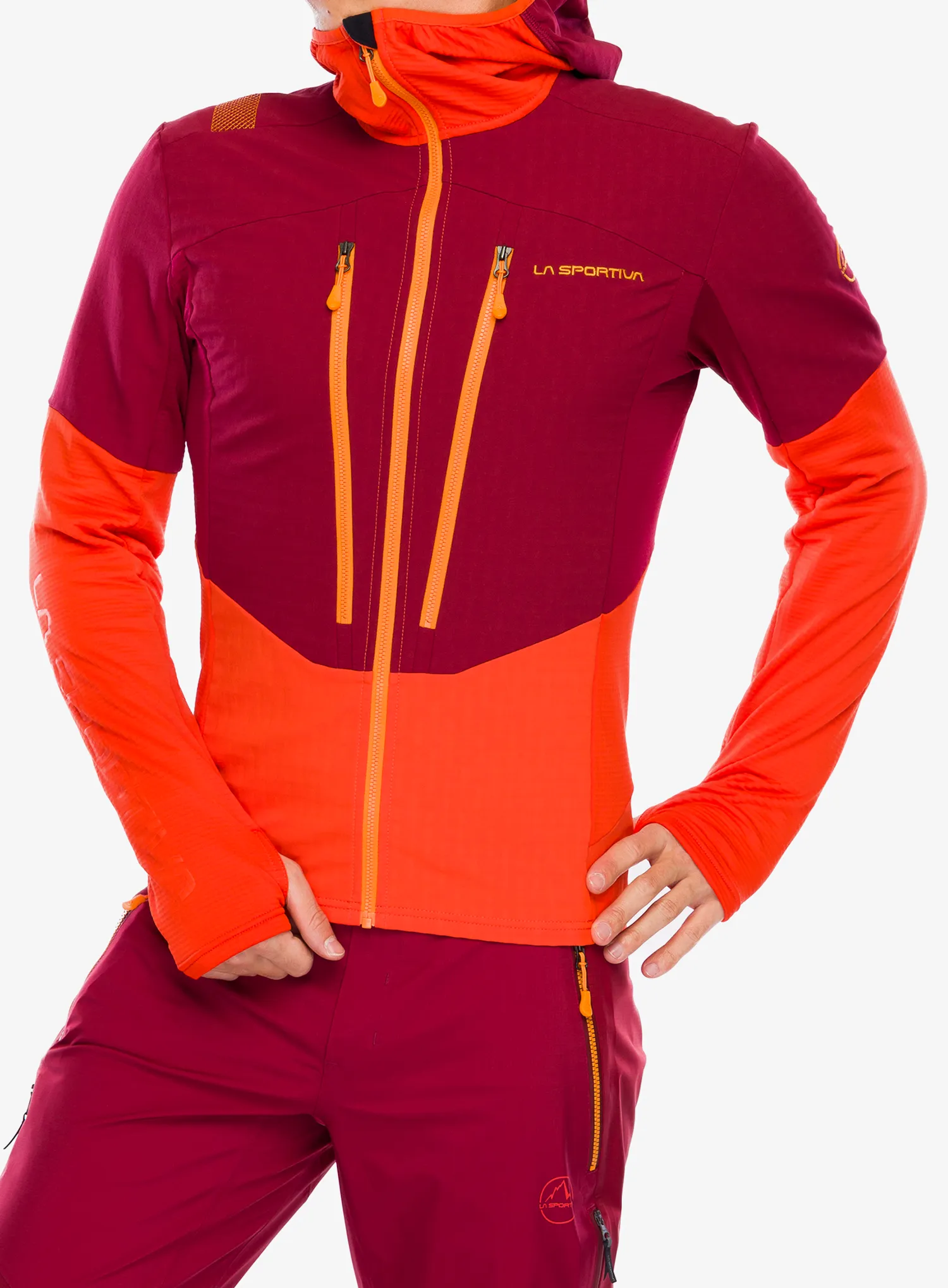 Jopica s kapuco La Sportiva Session Tech Hoody - cherry tomato/sangria