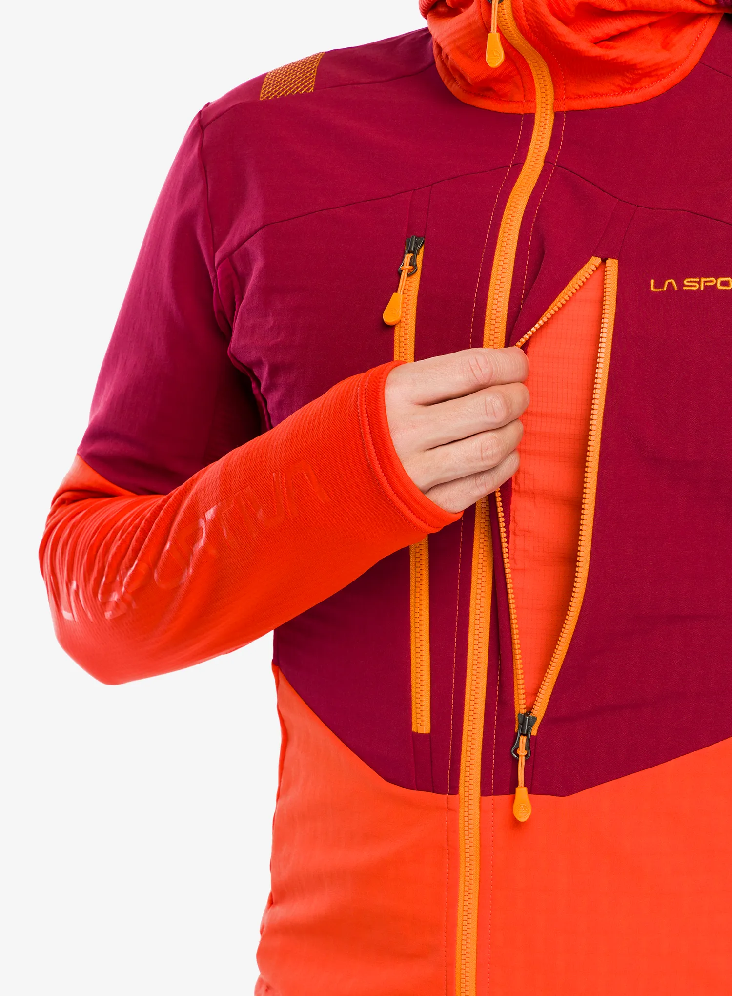 Jopica s kapuco La Sportiva Session Tech Hoody - cherry tomato/sangria