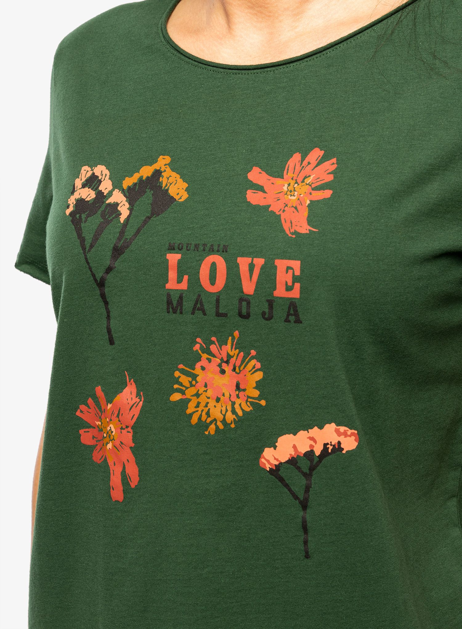 Ženska bombažna majica Maloja Padola - fir