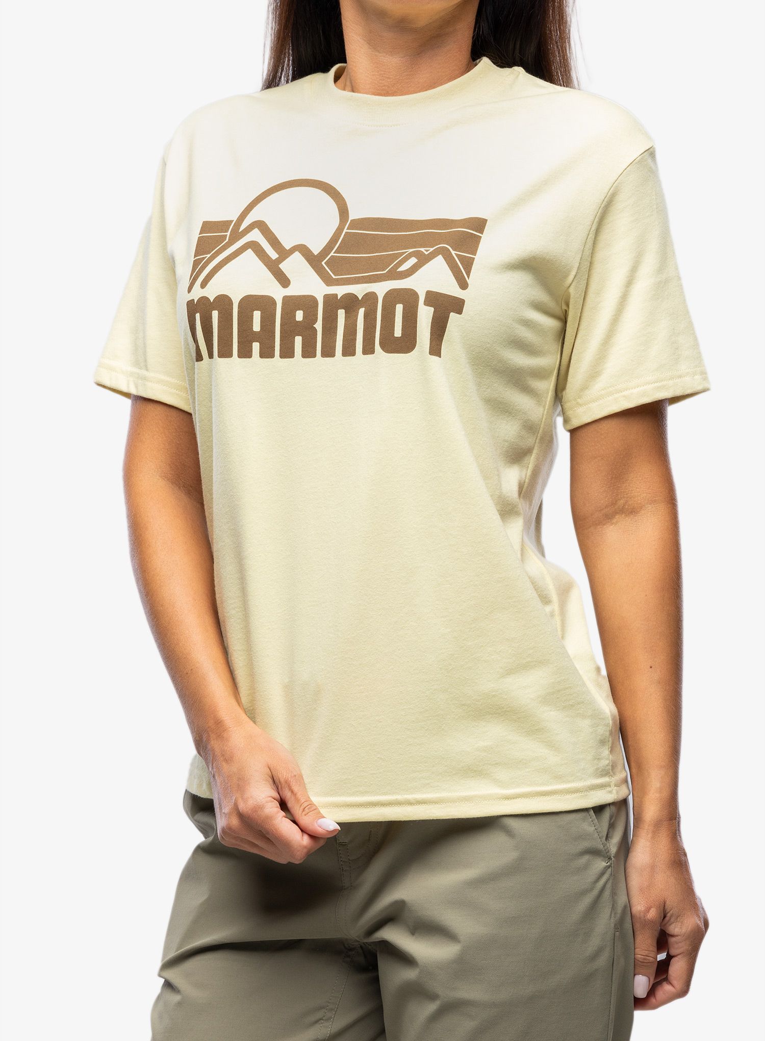 Ženska bombažna majica Marmot Coastal Tee SS - wheat