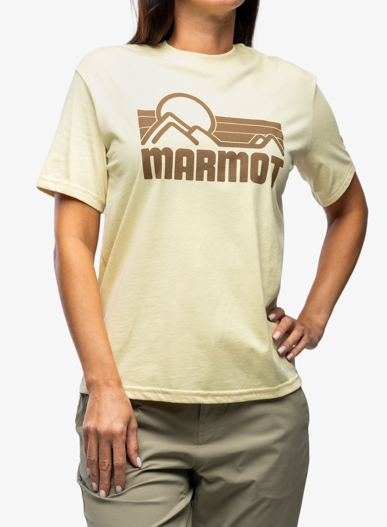 Ženska bombažna majica Marmot Coastal Tee SS - wheat