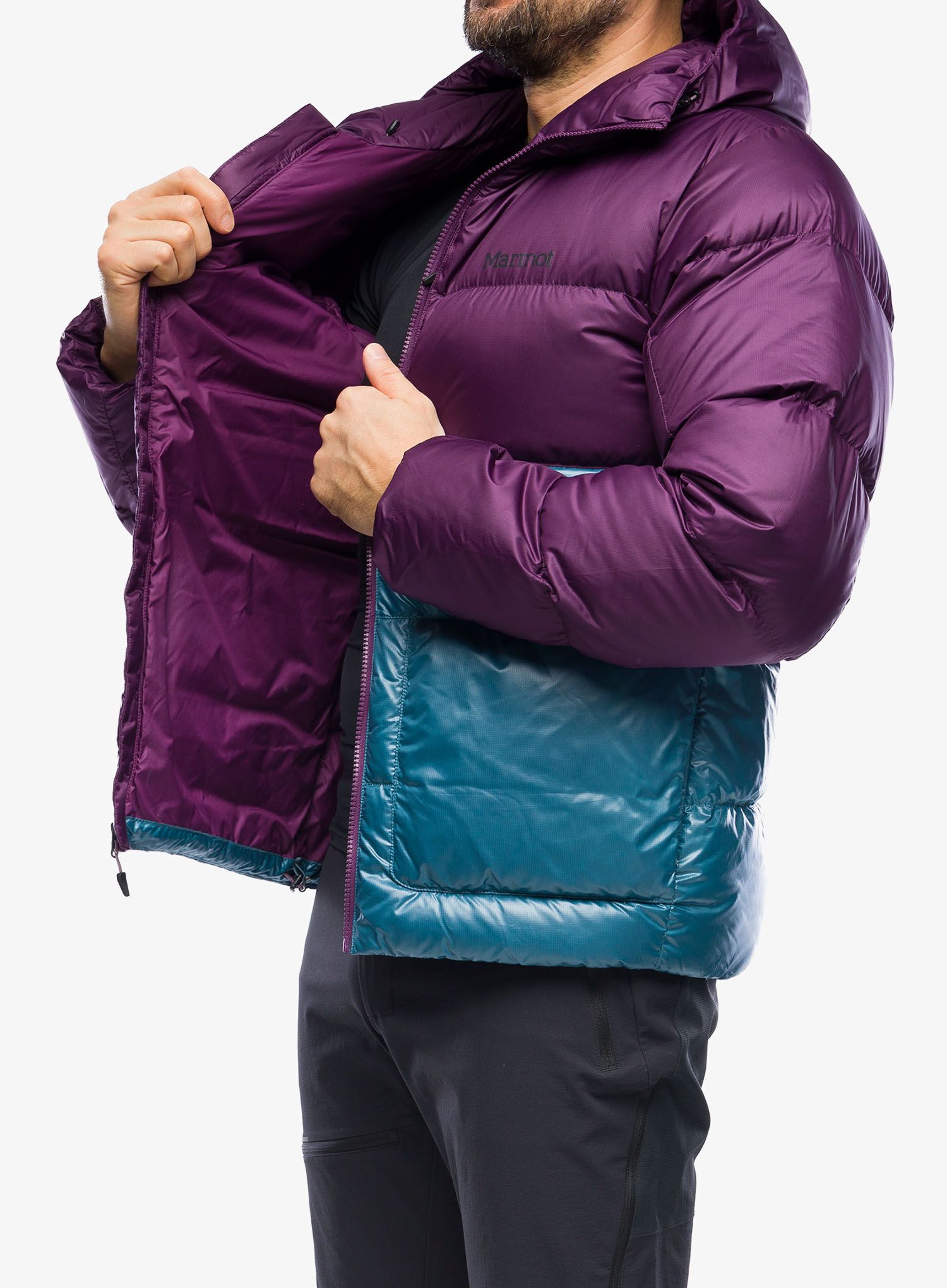 Sintetična jakna Marmot Guides Down Hoody - purple fig/moon river