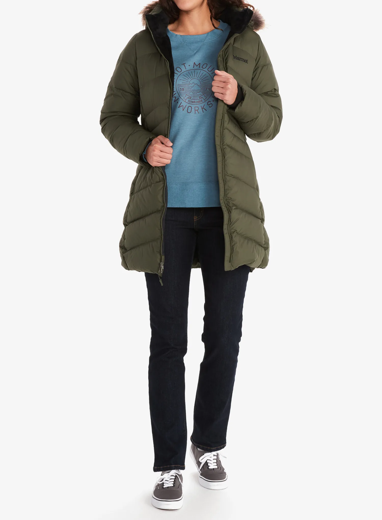 Puhast plašč Marmot Montreal Coat - nori/nori
