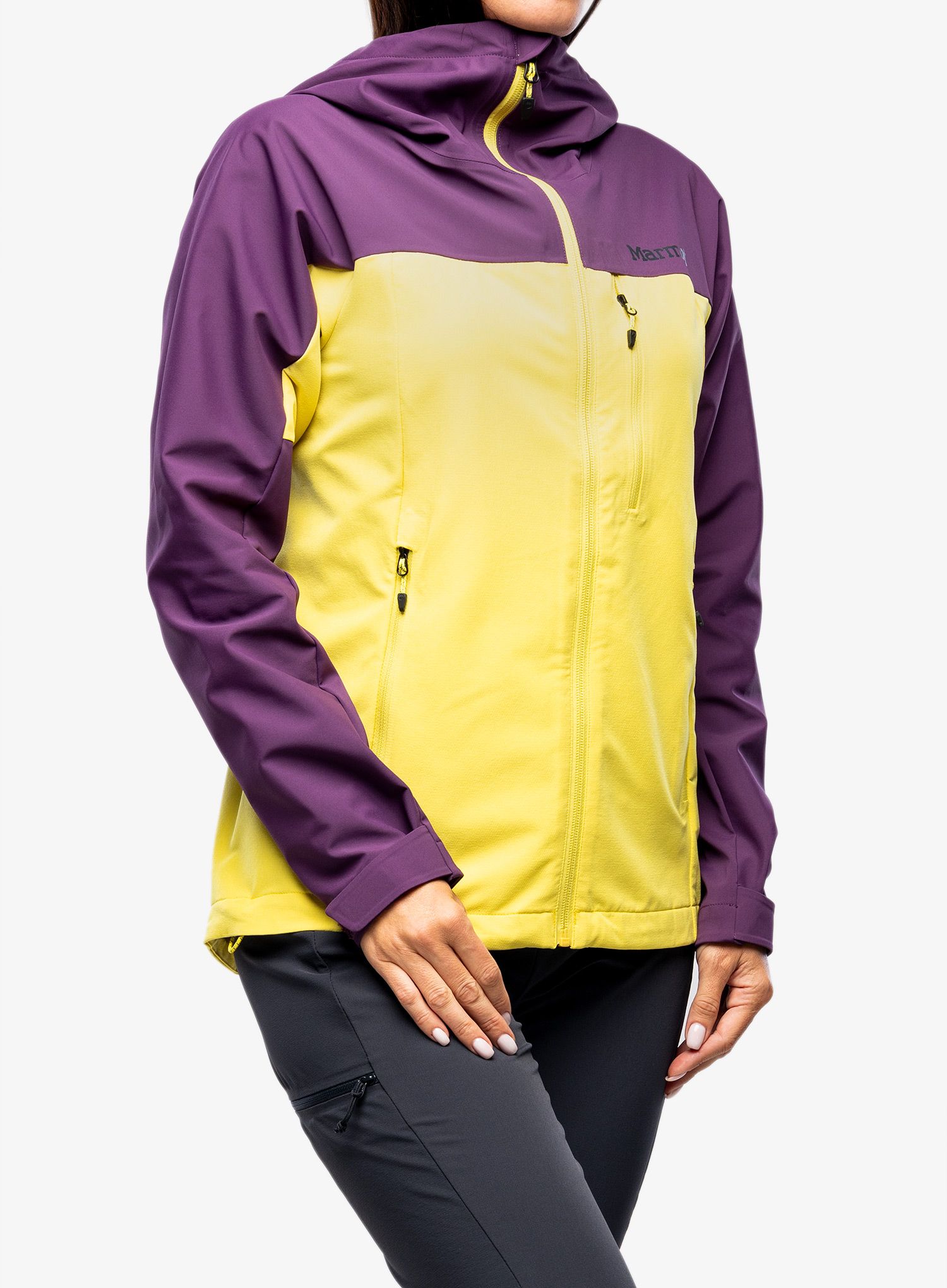 Ženska softshell jakna Marmot ROM GORE-TEX Infinium Hoody - purple fig/limelight
