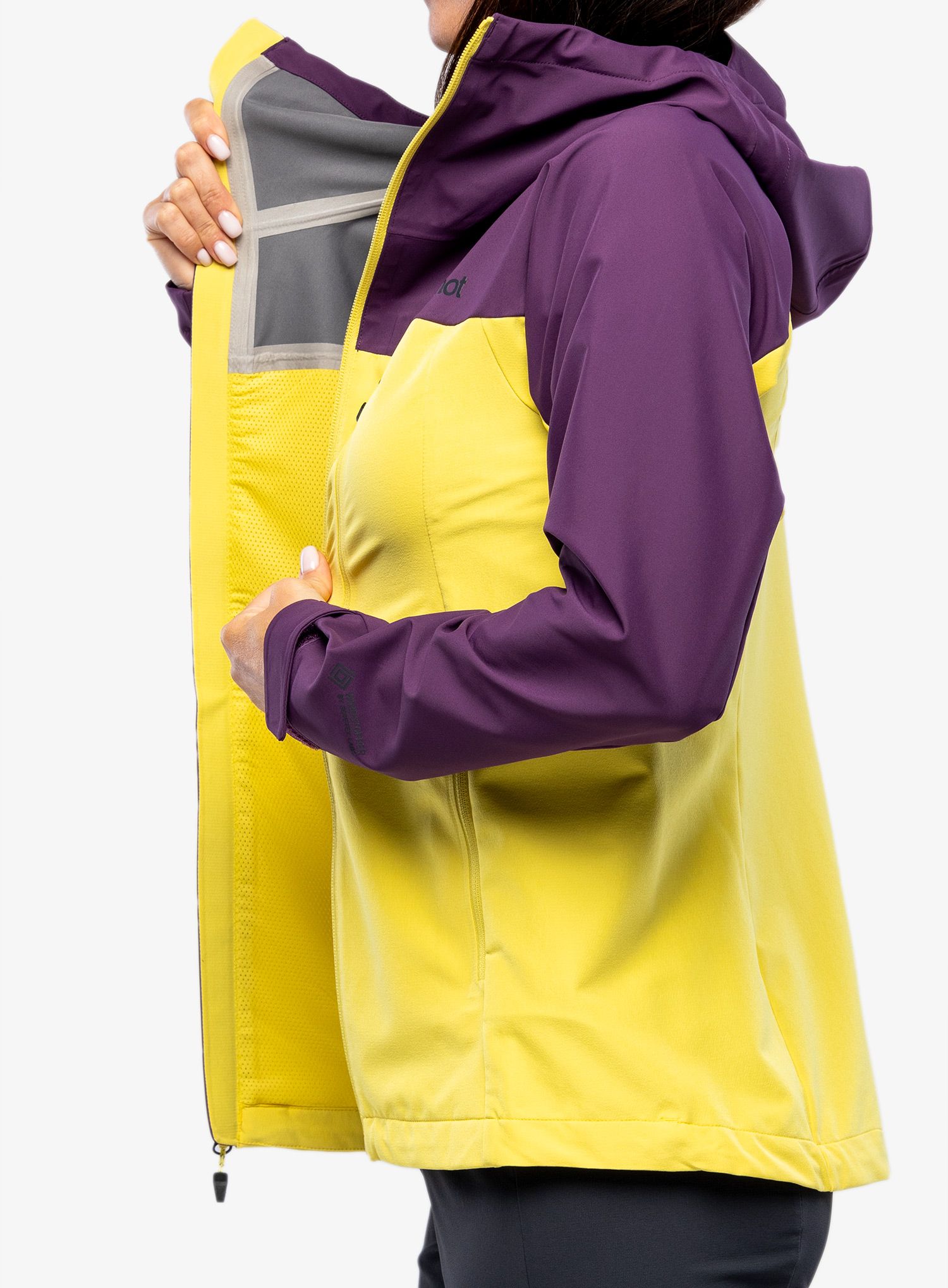 Ženska softshell jakna Marmot ROM GORE-TEX Infinium Hoody - purple fig/limelight