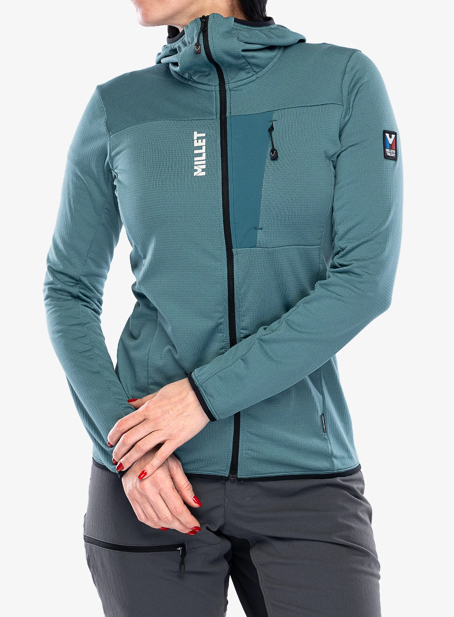 Ženski flis Millet Trilogy Light Grid Hoodie - hydro