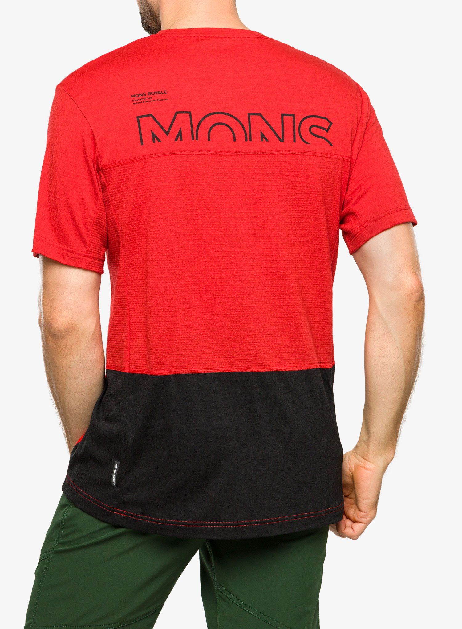 MTB majica Mons Royale Tarn Merino Shift T-Shirt - retro red/black