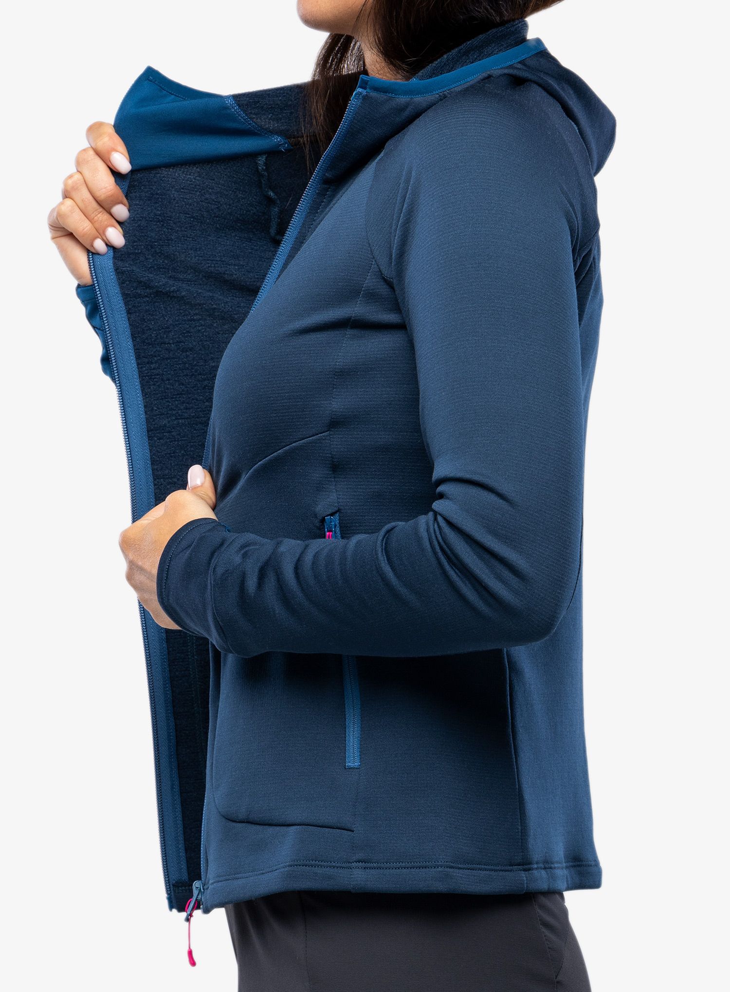 Ženska jopa s kapuco Montura Mystic Wool Maglia - deep blue