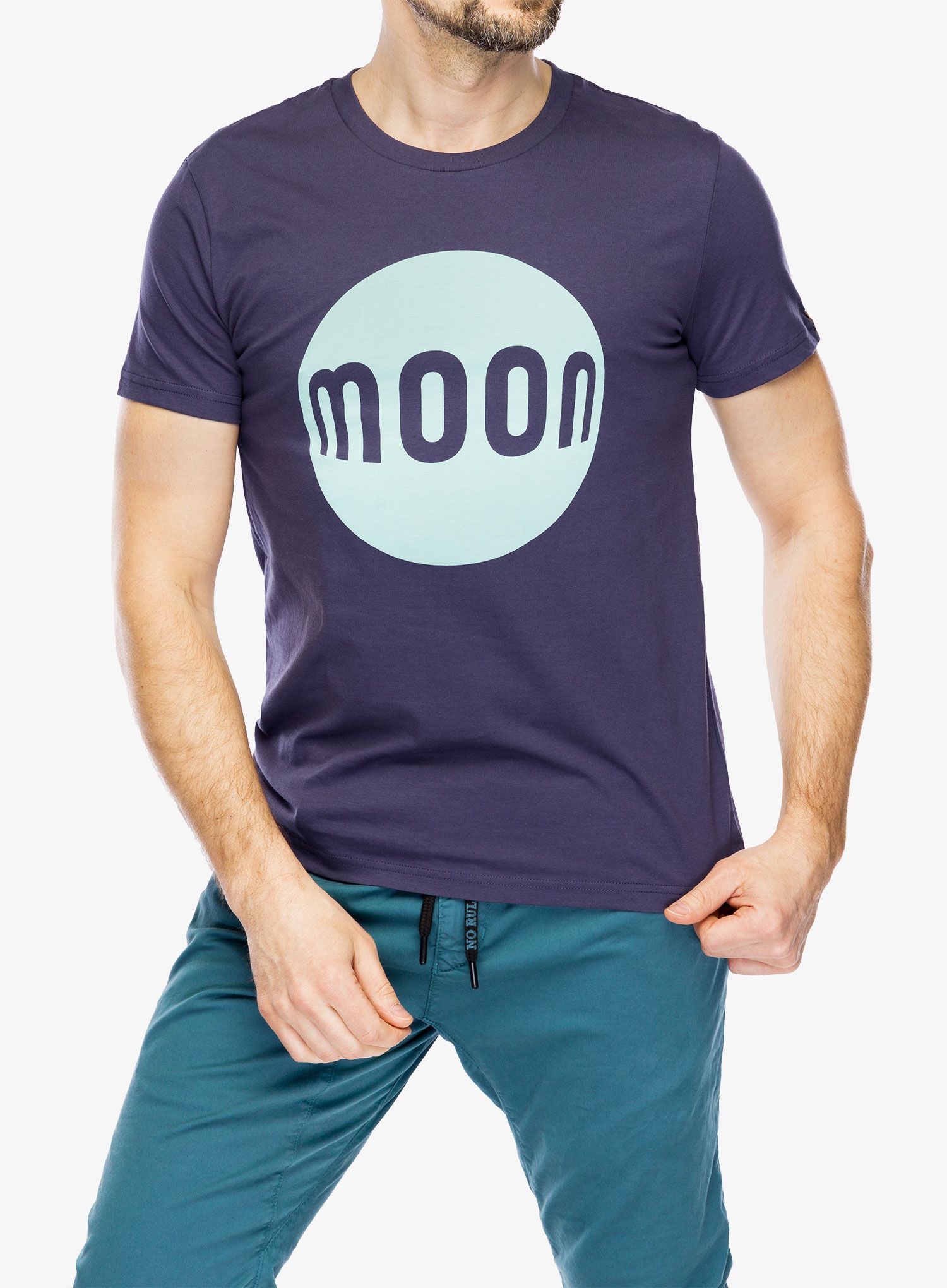 Majica s potiskom Moon Climbing Moon Logo T-Shirt - indigo