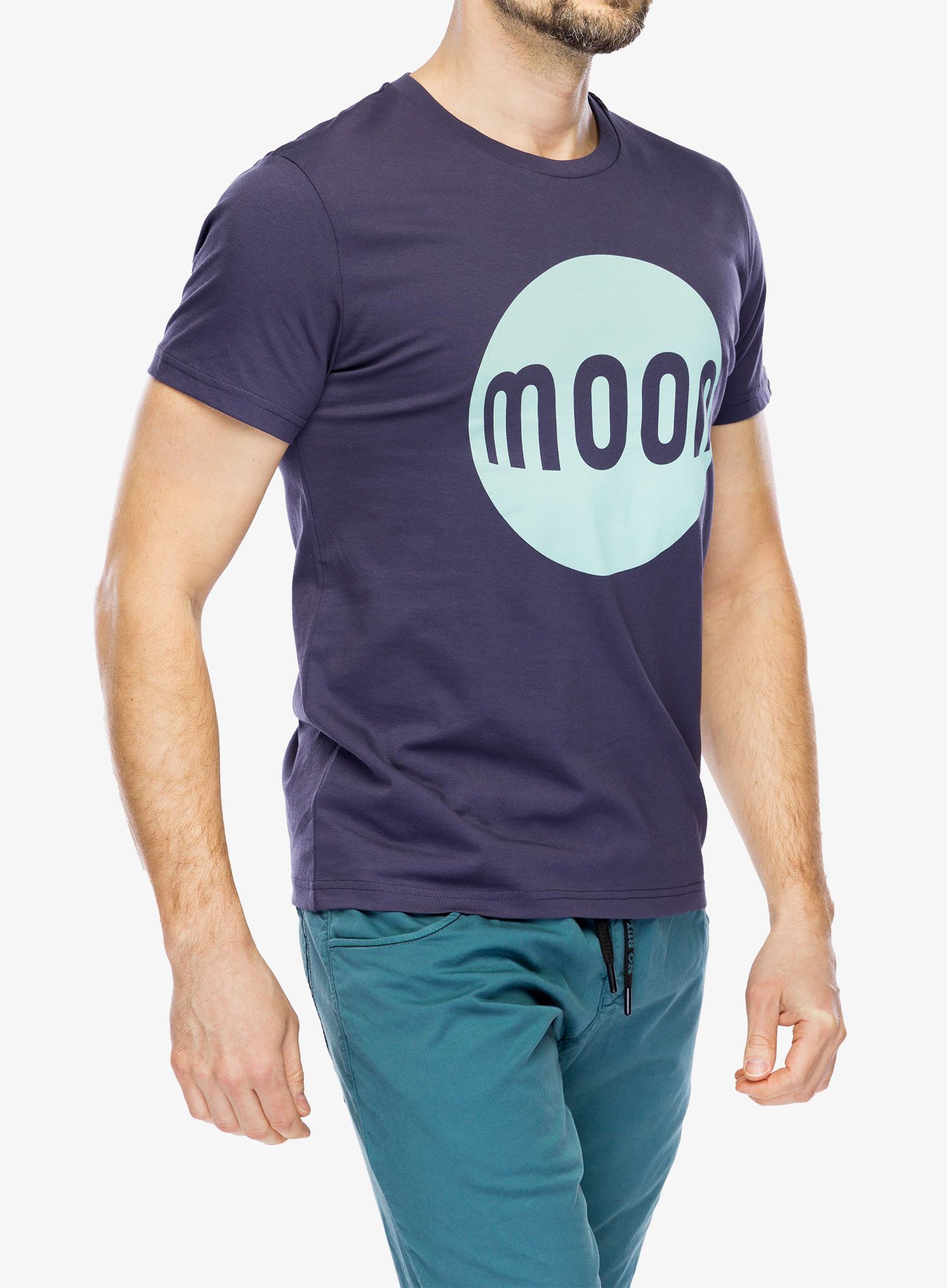 Majica s potiskom Moon Climbing Moon Logo T-Shirt - indigo