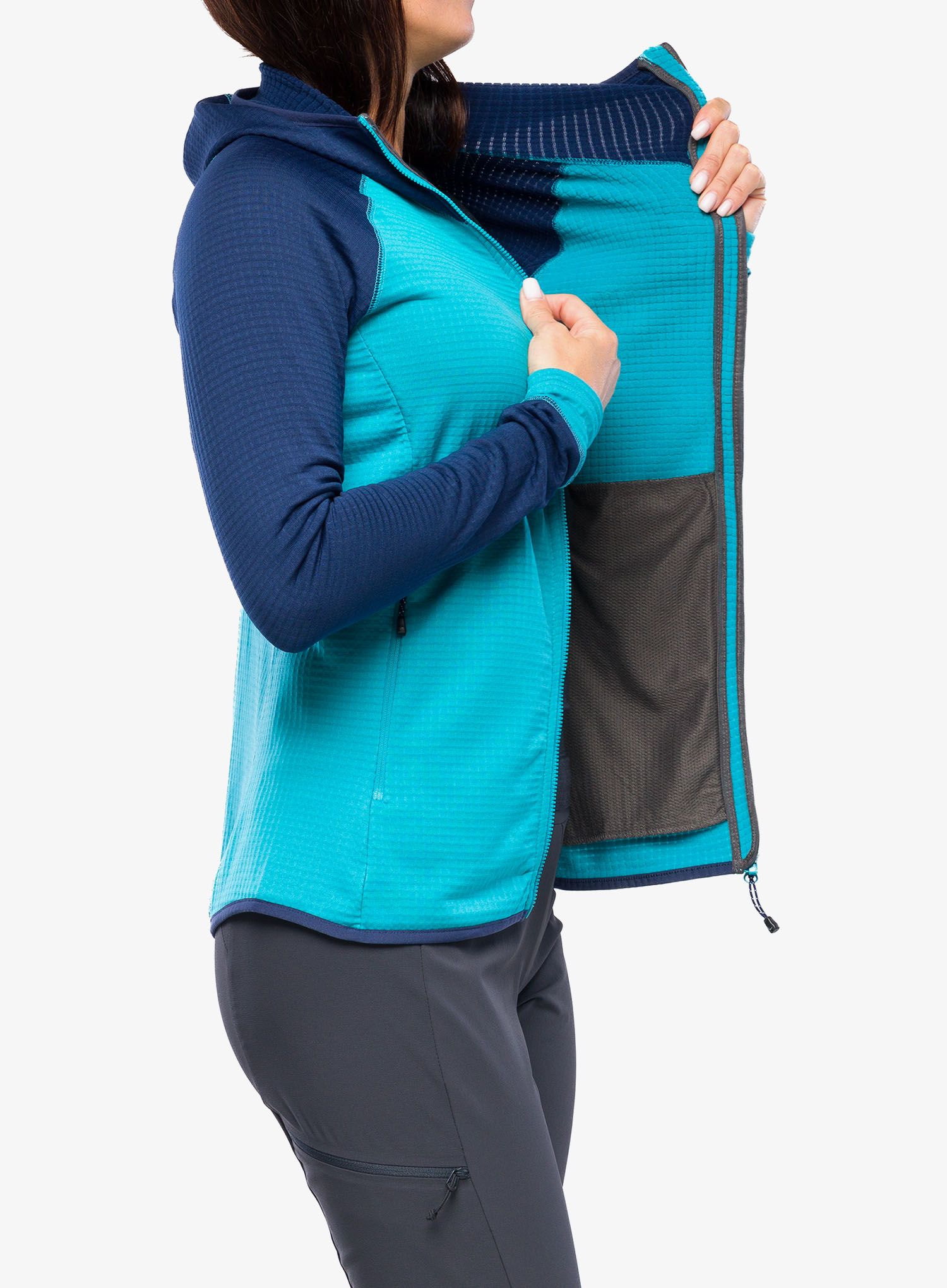 Ženska jopa s kapuco Mountain Equipment Eclipse Hooded Jacket - topaz/medieval