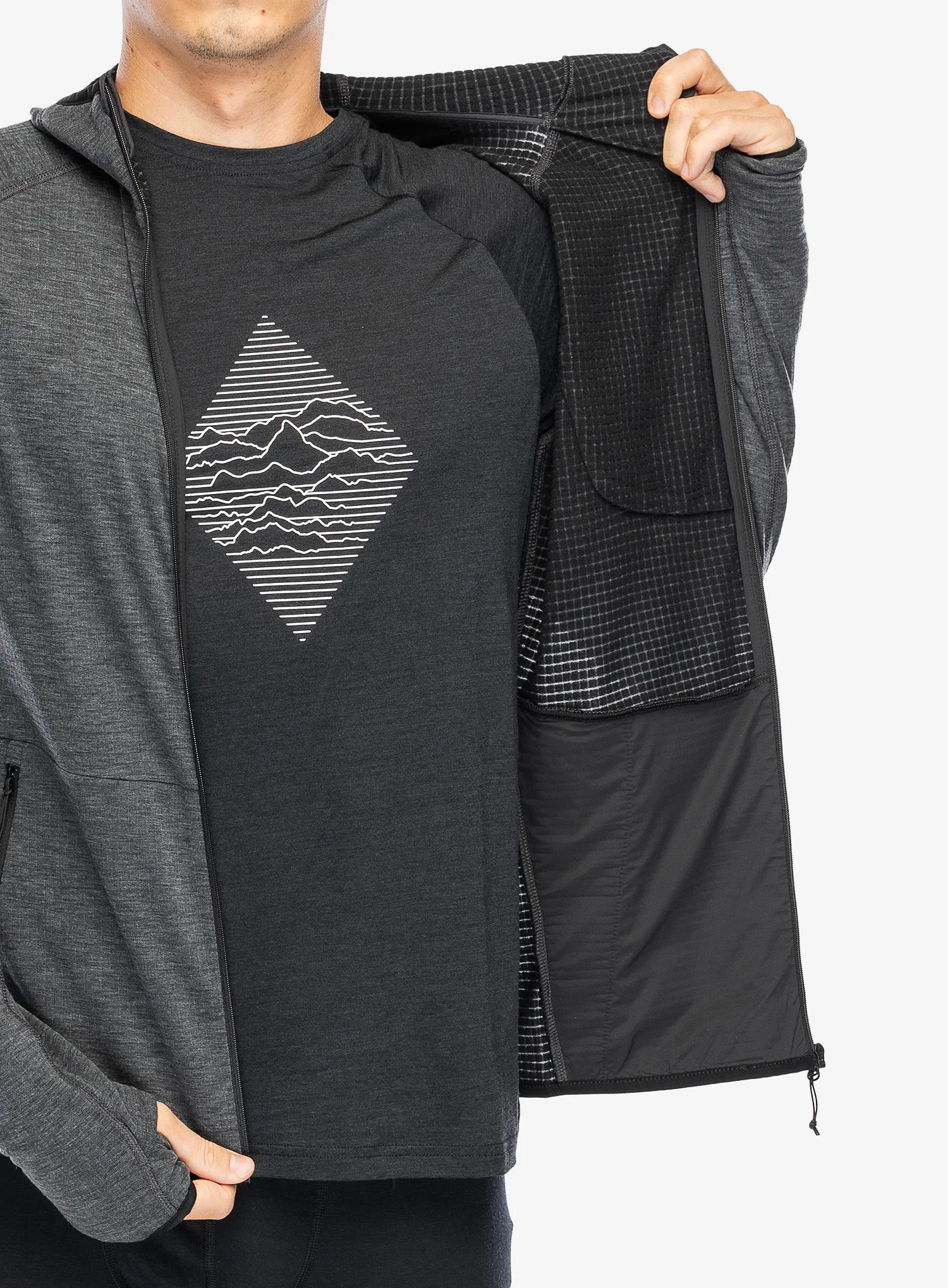 Jopica s kapuco Odlo Ascent Mid Layer Hoody Full Zip - black