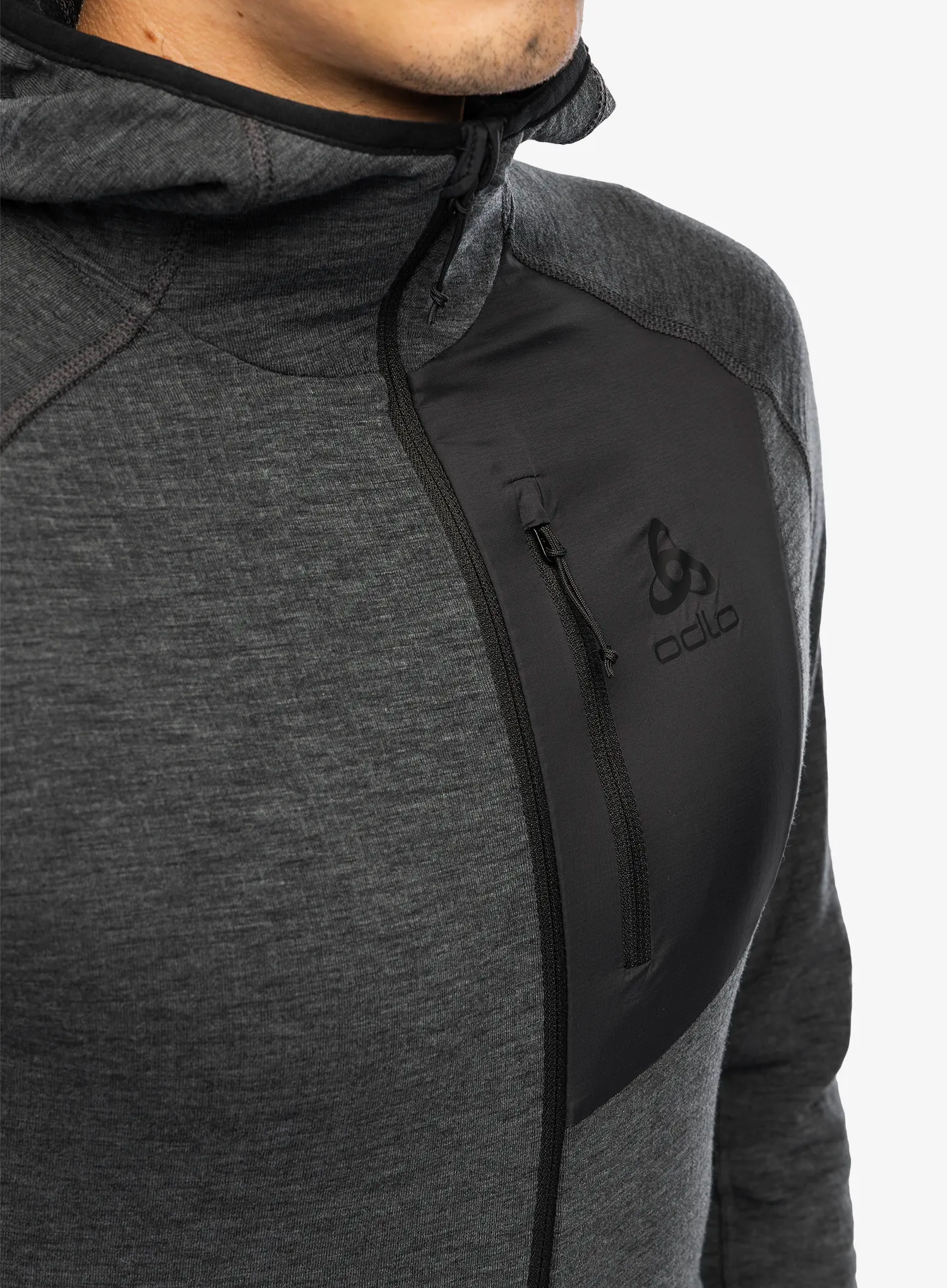Jopica s kapuco Odlo Ascent Mid Layer Hoody Full Zip - black
