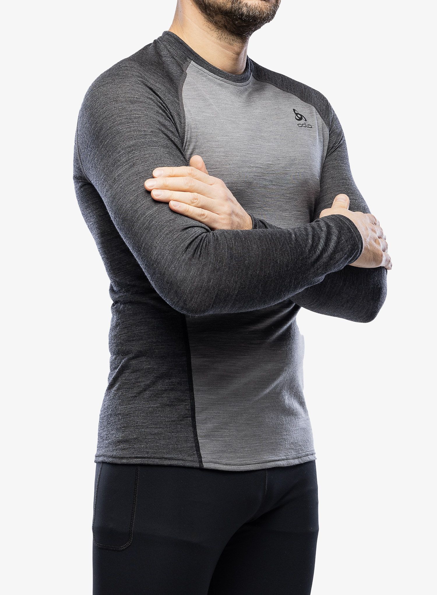 Termo flis jopa Odlo Natural Performance PW 150 BL Top Crew Neck LS - grey melange