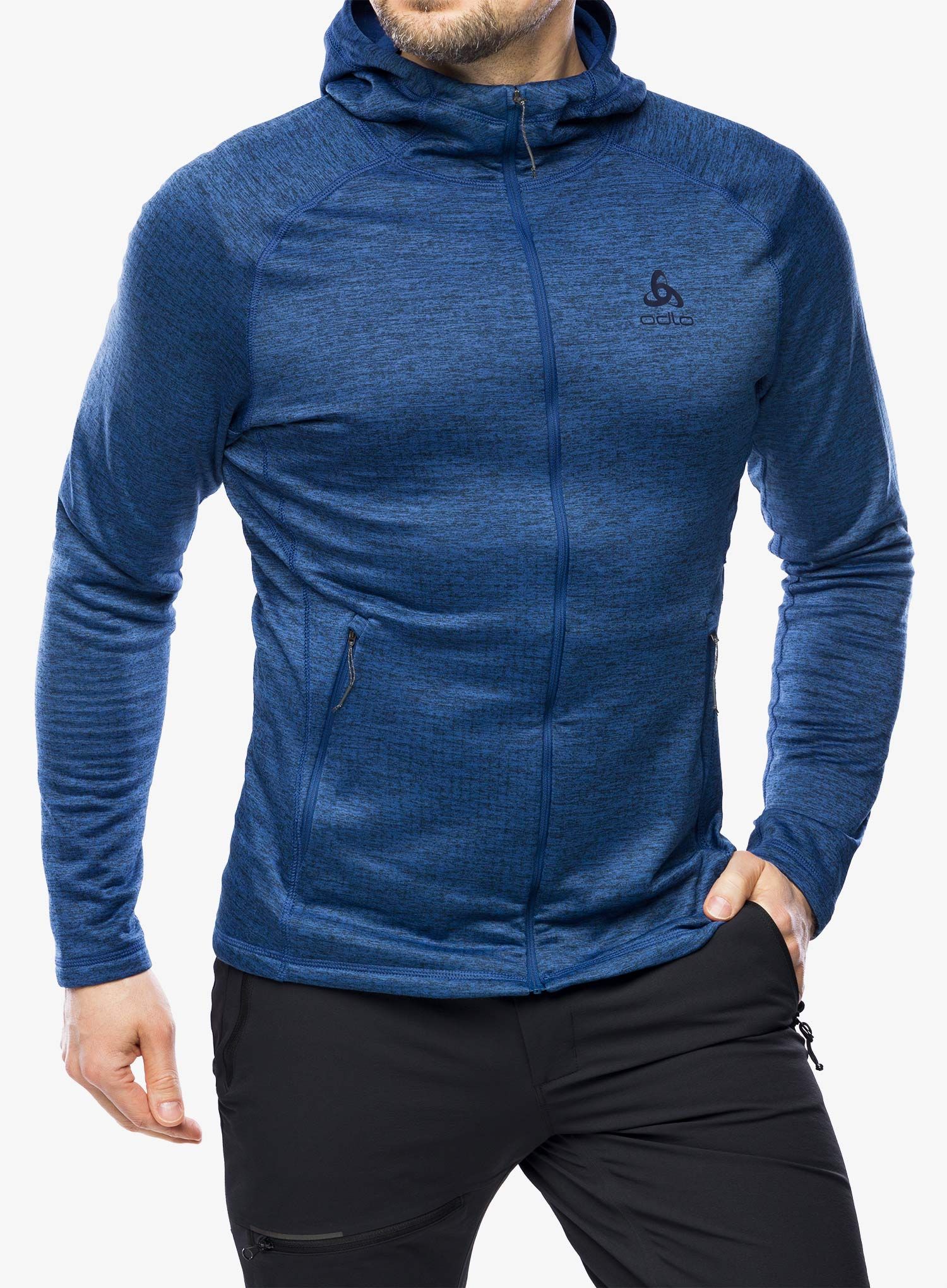 Jopica s kapuco Odlo Tencia Mid Layer Hoody Full Zip - limoges melange