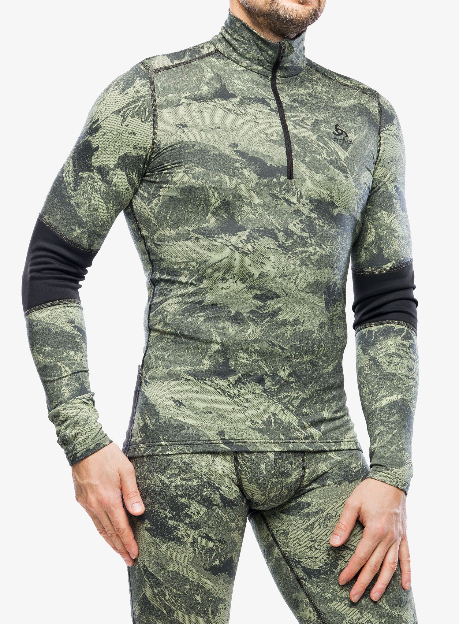 Termo flis jopa Odlo Whistler Eco BL Top Turtle Neck LS Half Zip - matte green/black