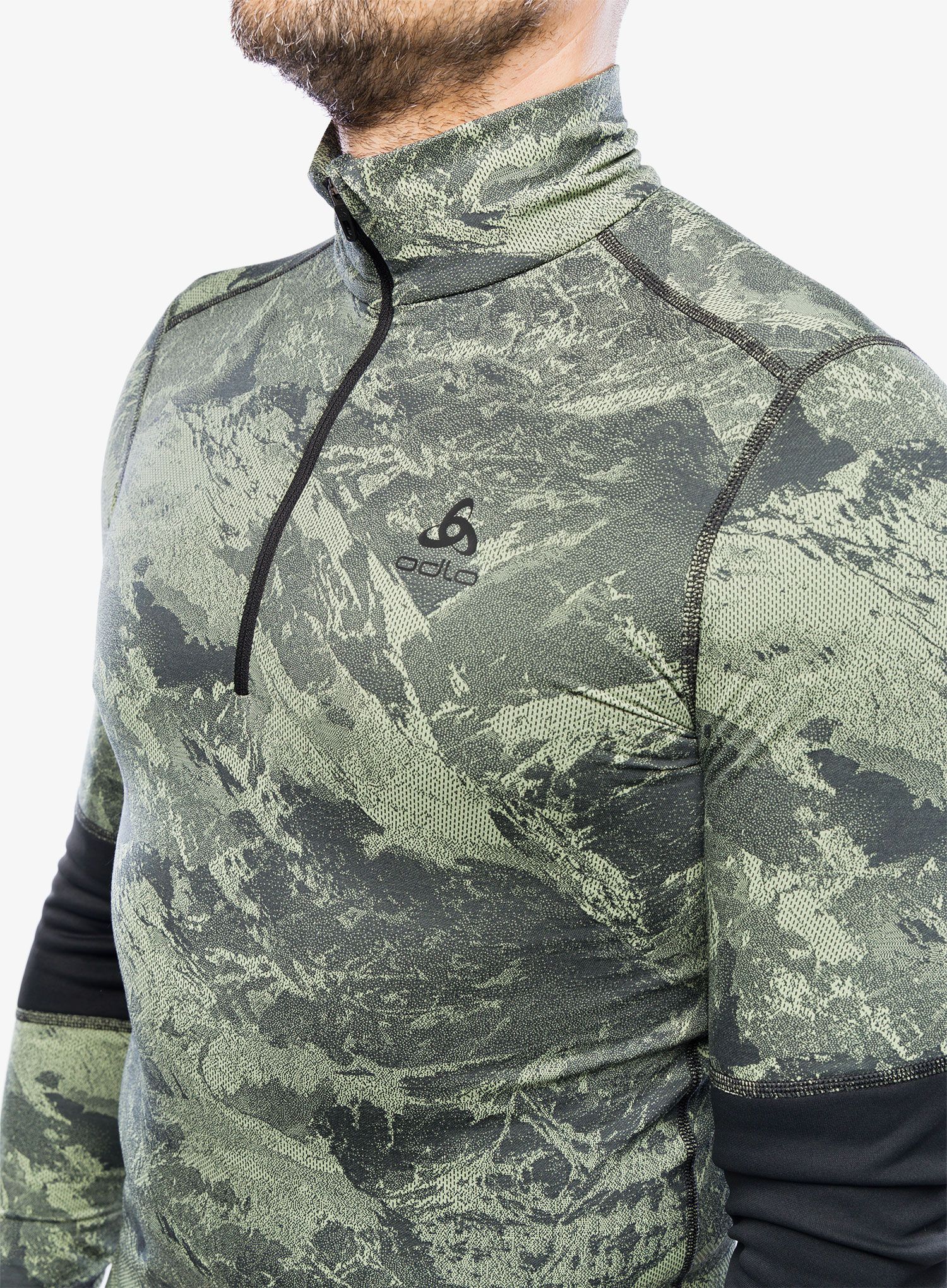 Termo flis jopa Odlo Whistler Eco BL Top Turtle Neck LS Half Zip - matte green/black