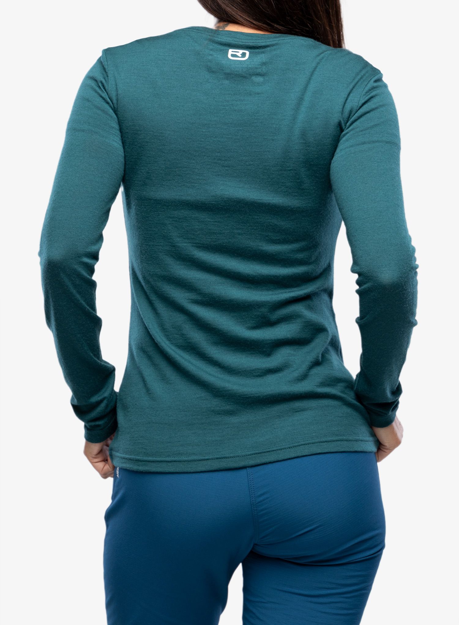 Ženski longsleeve Ortovox 185 Merino Brand Outline LS - dark pacific