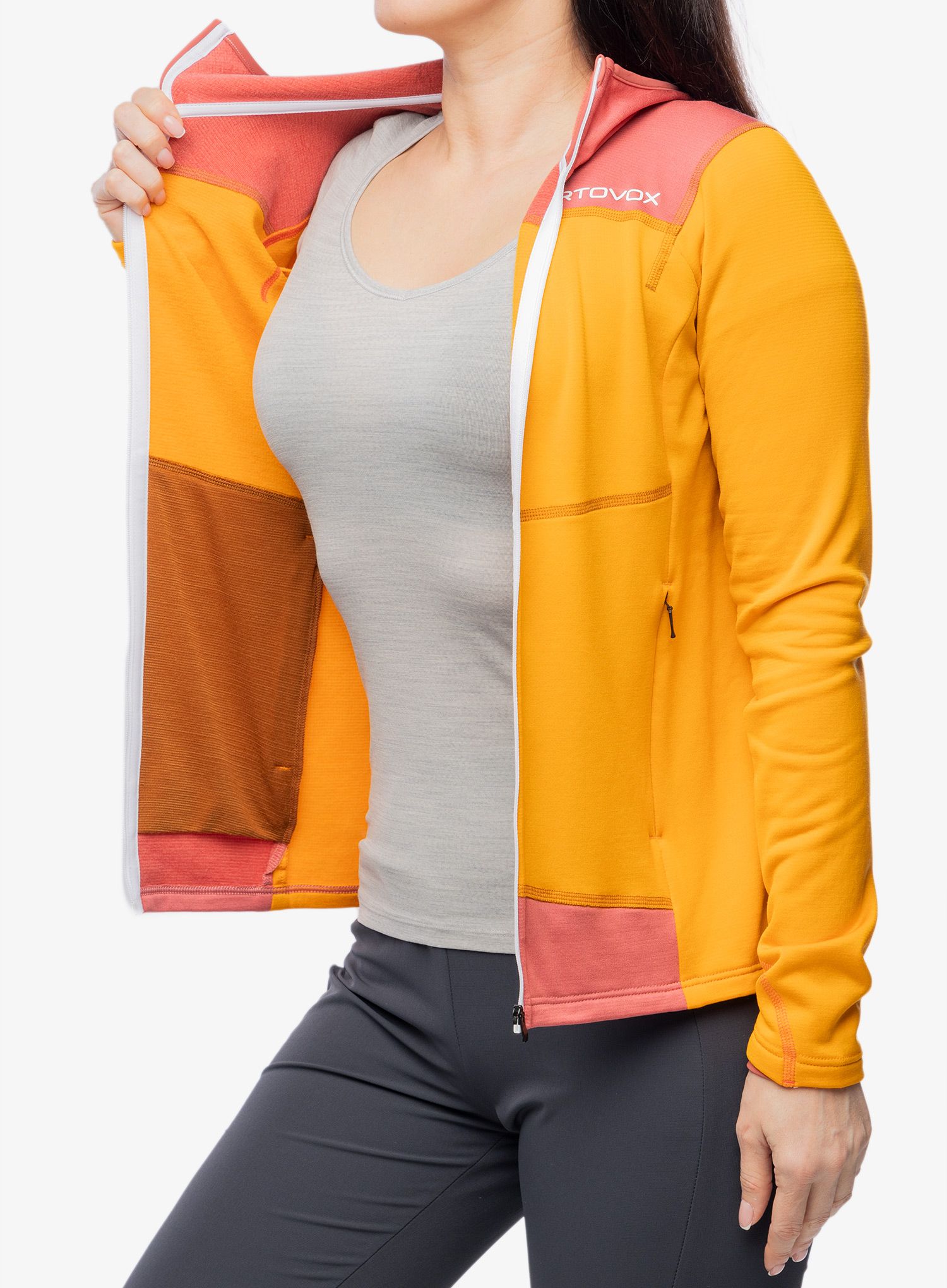 Ženska jopa s kapuco Ortovox Fleece Light Hoody - autumn leaves