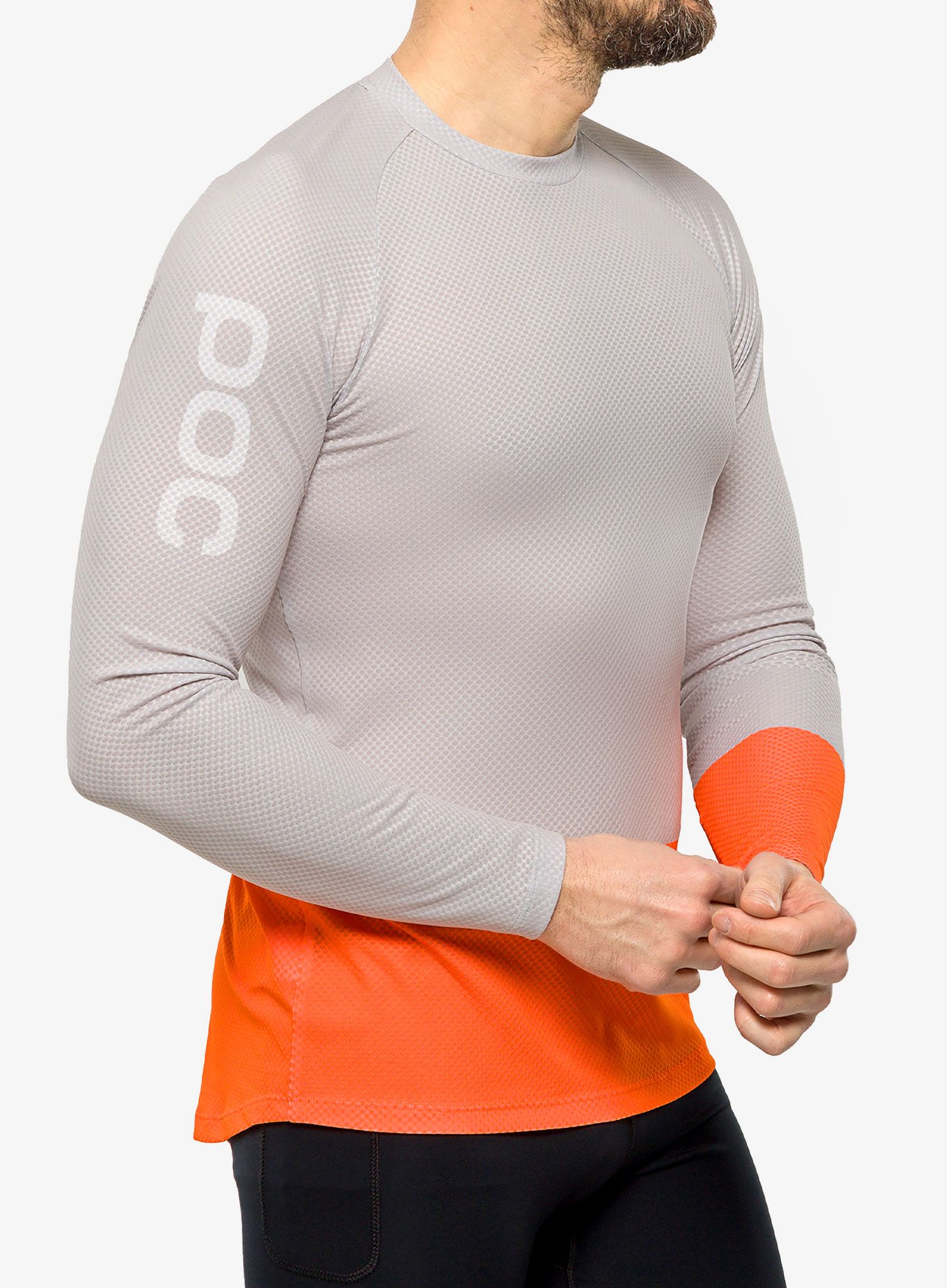 Kolesarska jopa POC MTB Pure L/S Jersey - granite grey/zink orange