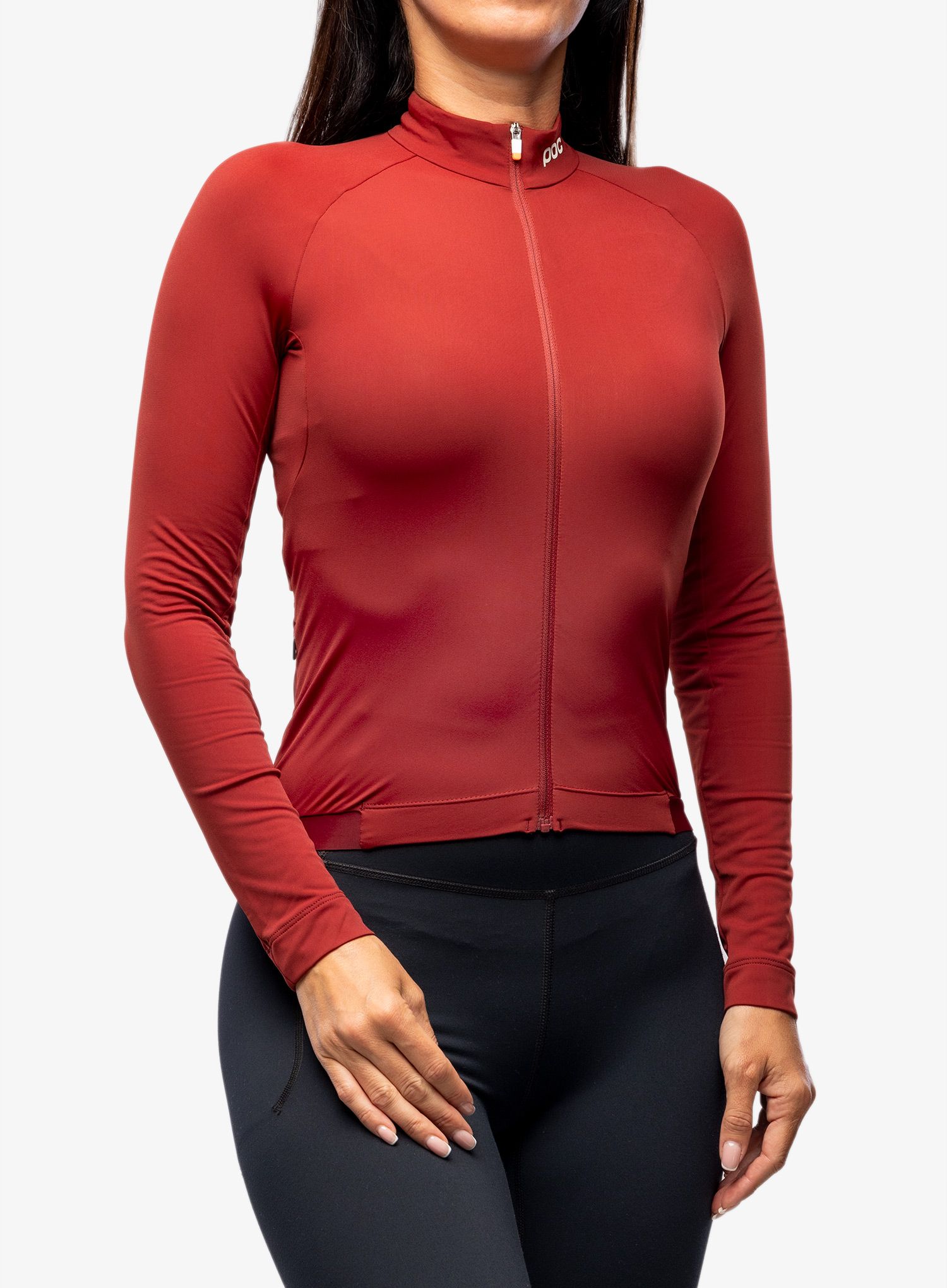 Ženska kolesarska jopa POC W Ambient Thermal Jersey - garnet red