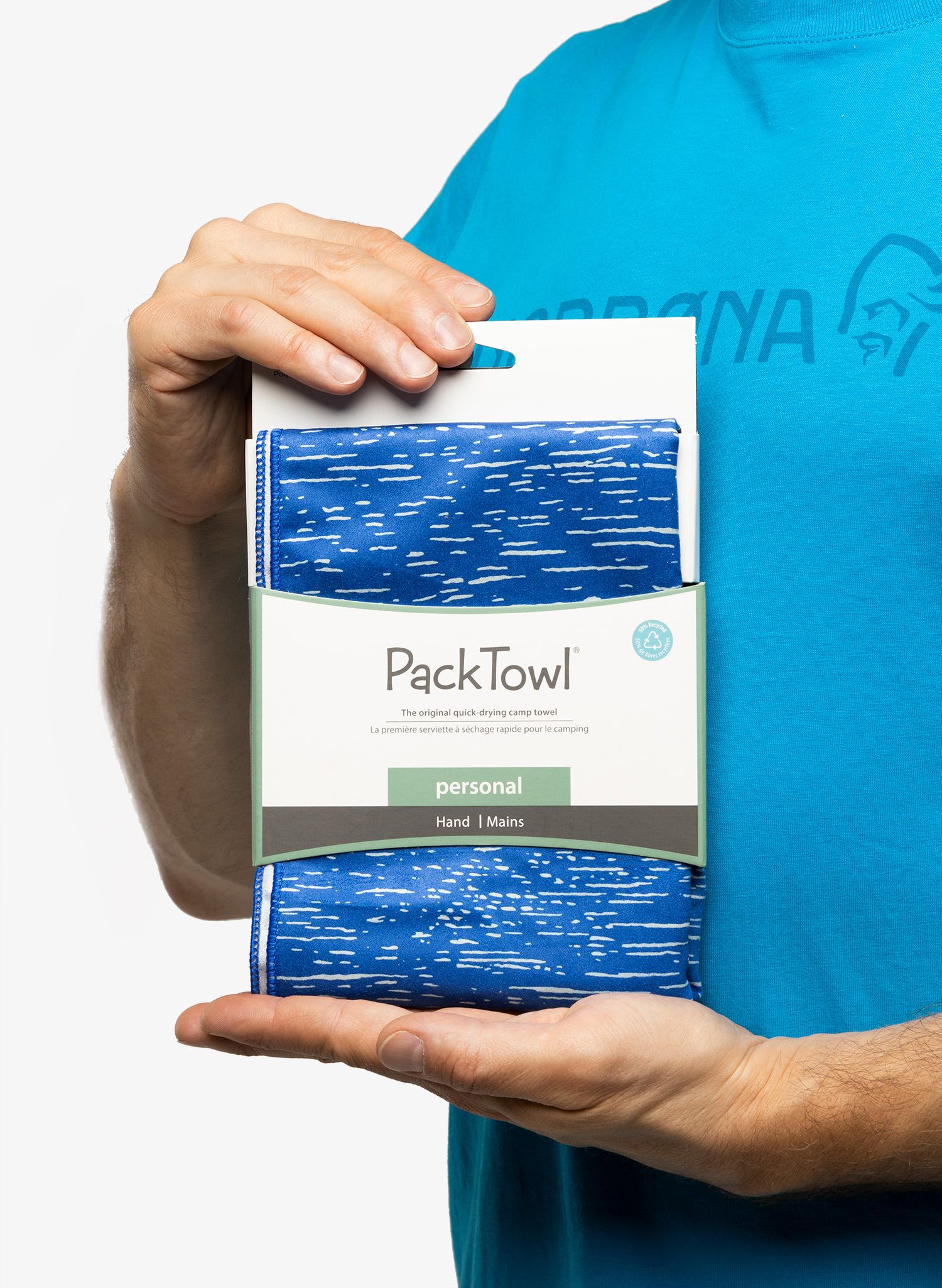 Pohodniška brisača PackTowl Personal Hand - ripple print