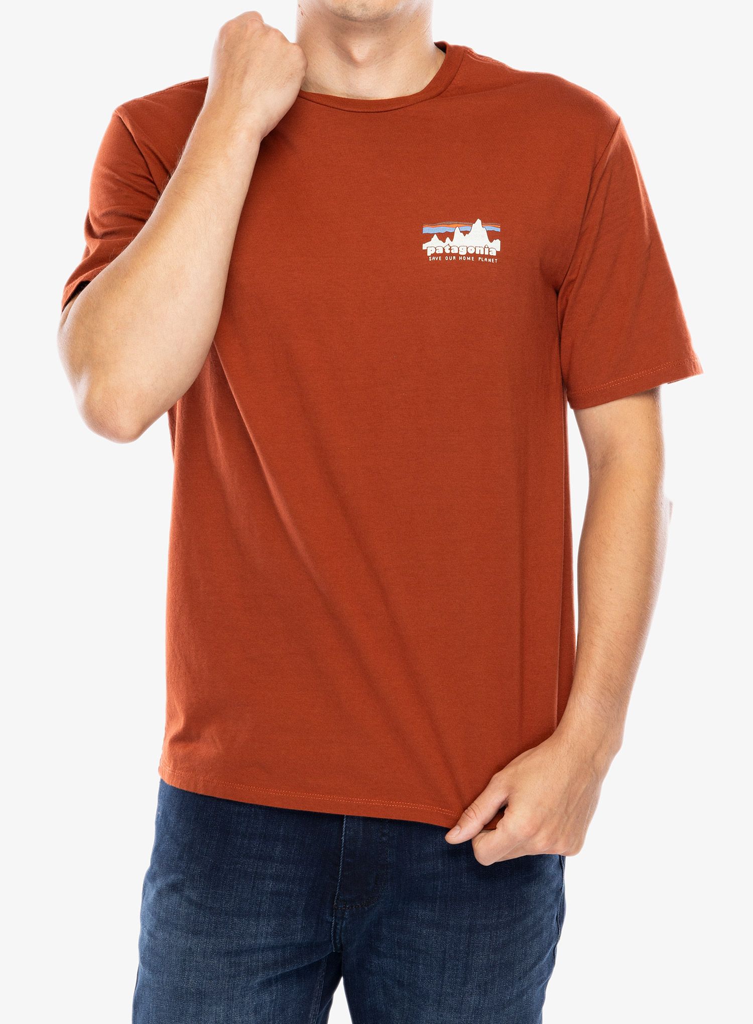 Bombažna majica Patagonia 73 Skyline Organic T-Shirt - burnished red
