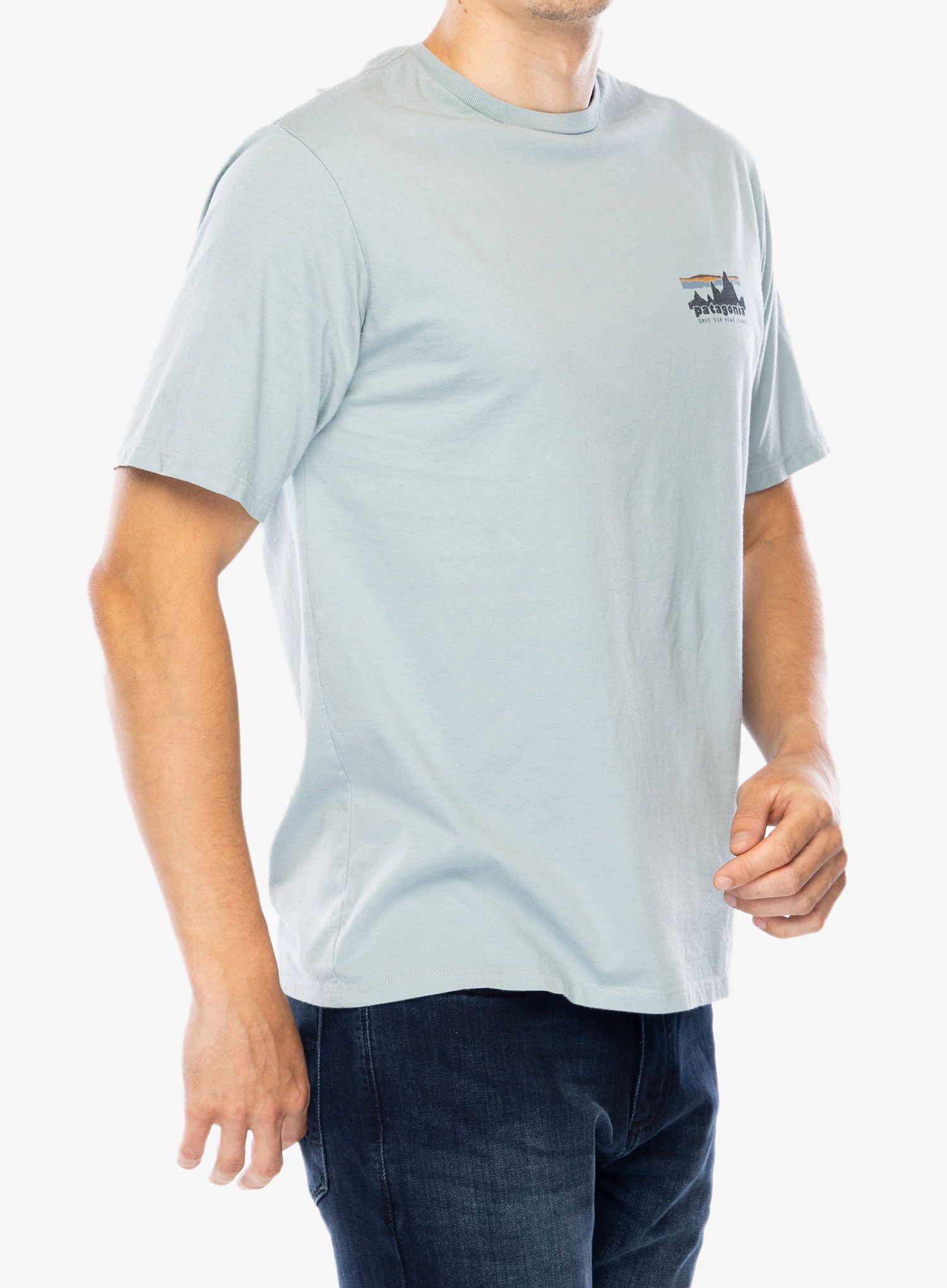 Bombažna majica Patagonia 73 Skyline Organic T-Shirt - thermal blue