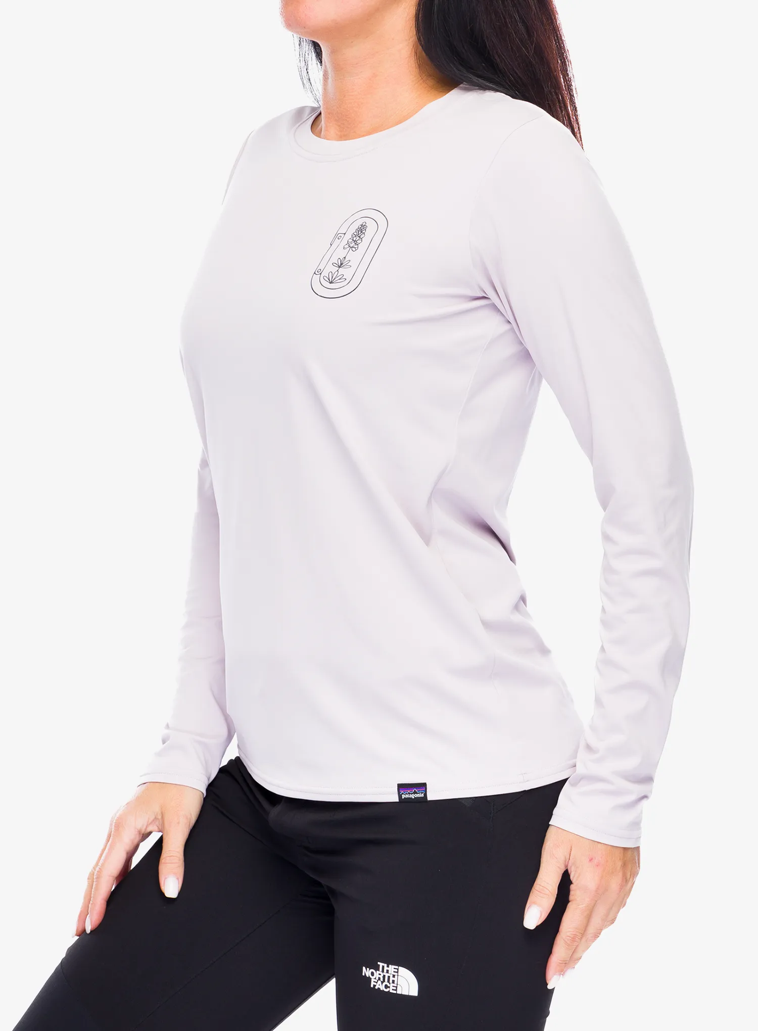 Ženski longsleeve Patagonia L/S Cap Cool Daily Graphic Shirt Lands - clean climb bloom echo purple