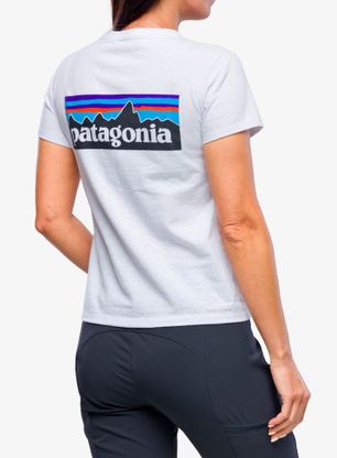 Ženska bombažna majica Patagonia P-6 Logo Responsibili-Tee - white