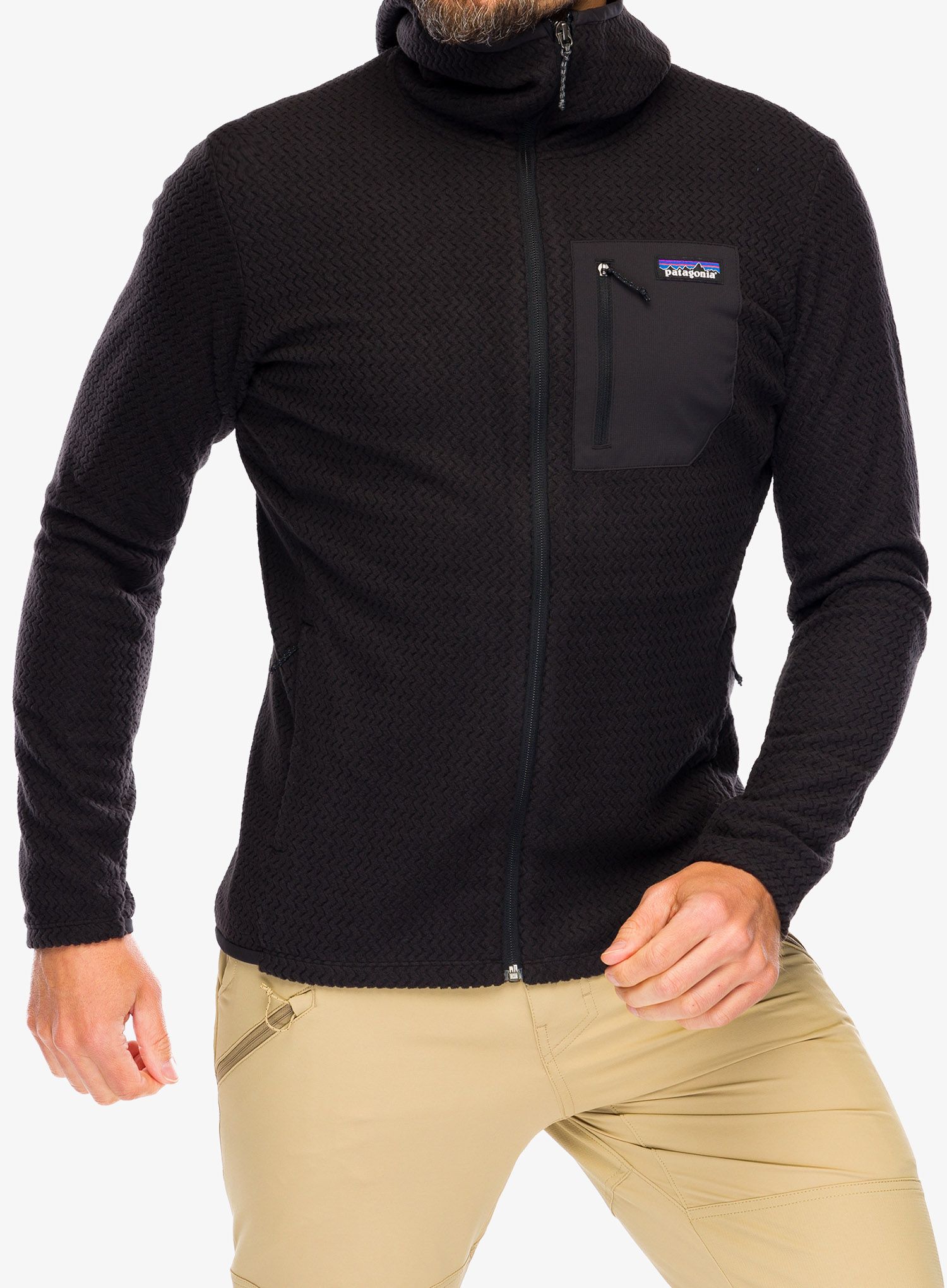 Jopica s kapuco Patagonia R1 Air Full-Zip Hoody - black