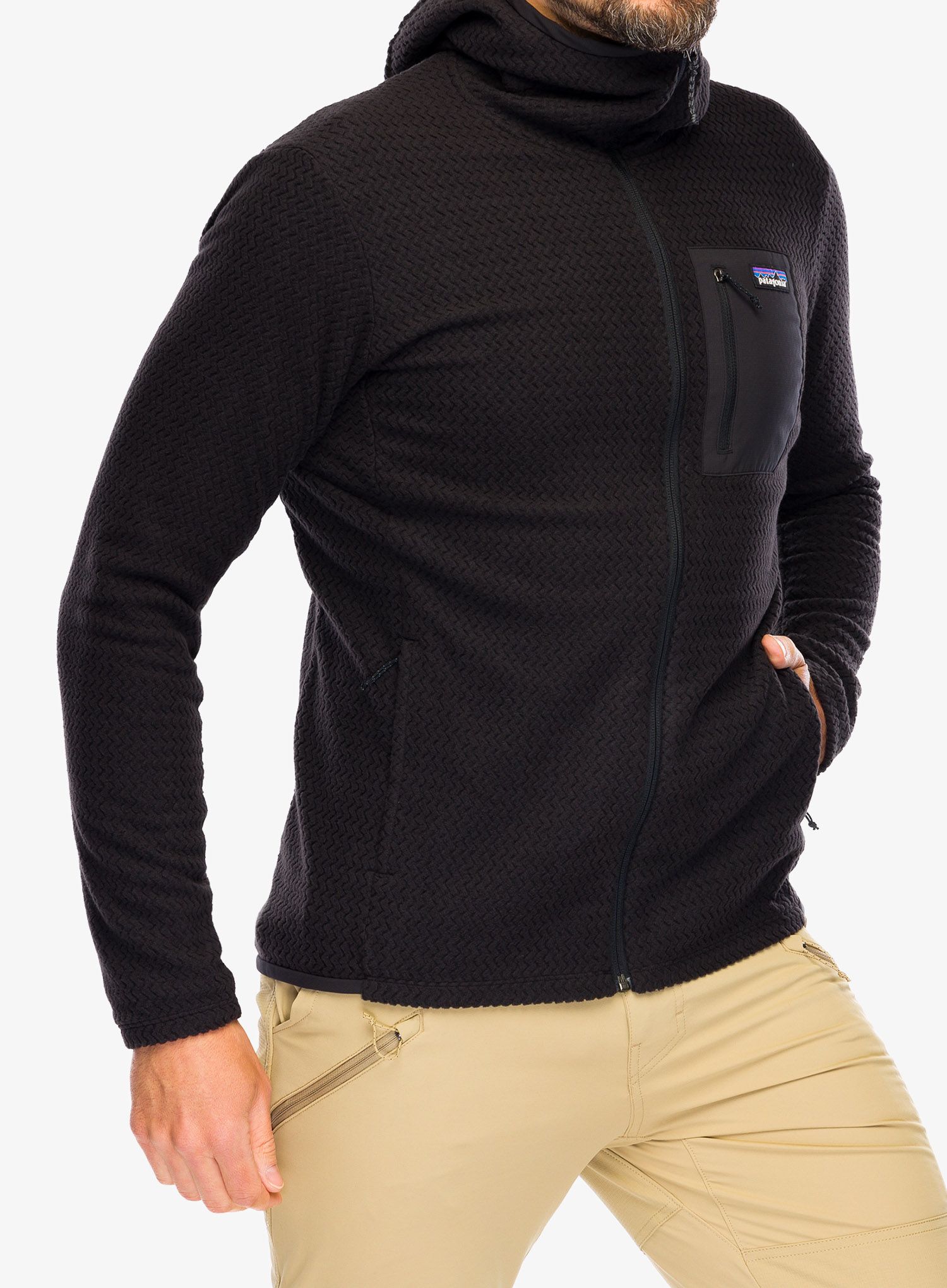 Jopica s kapuco Patagonia R1 Air Full-Zip Hoody - black