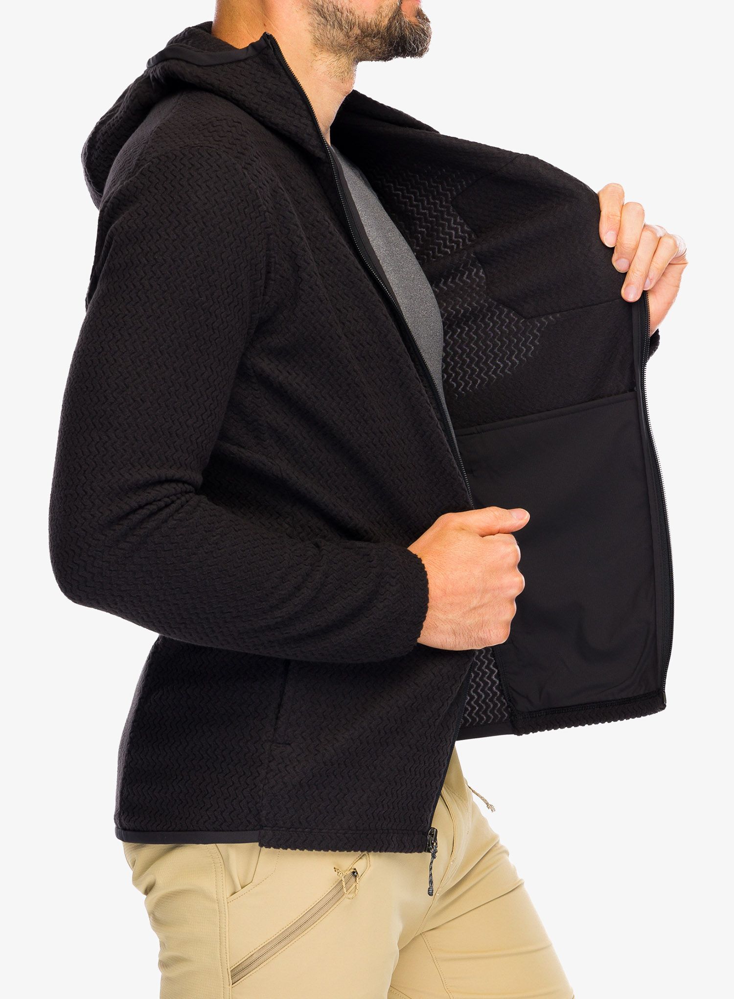 Jopica s kapuco Patagonia R1 Air Full-Zip Hoody - black