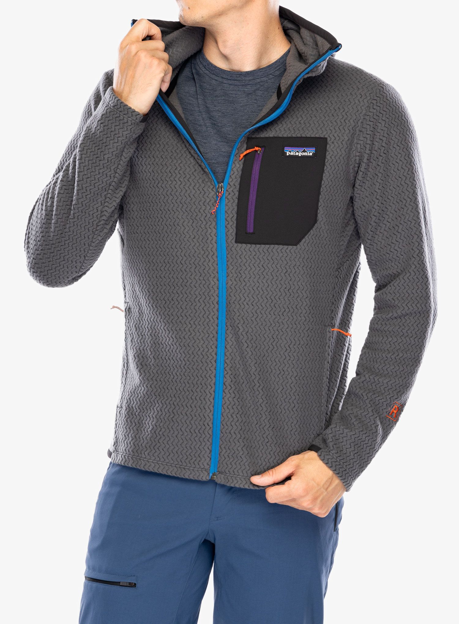 Jopica s kapuco Patagonia R1 Air Full-Zip Hoody - forge grey