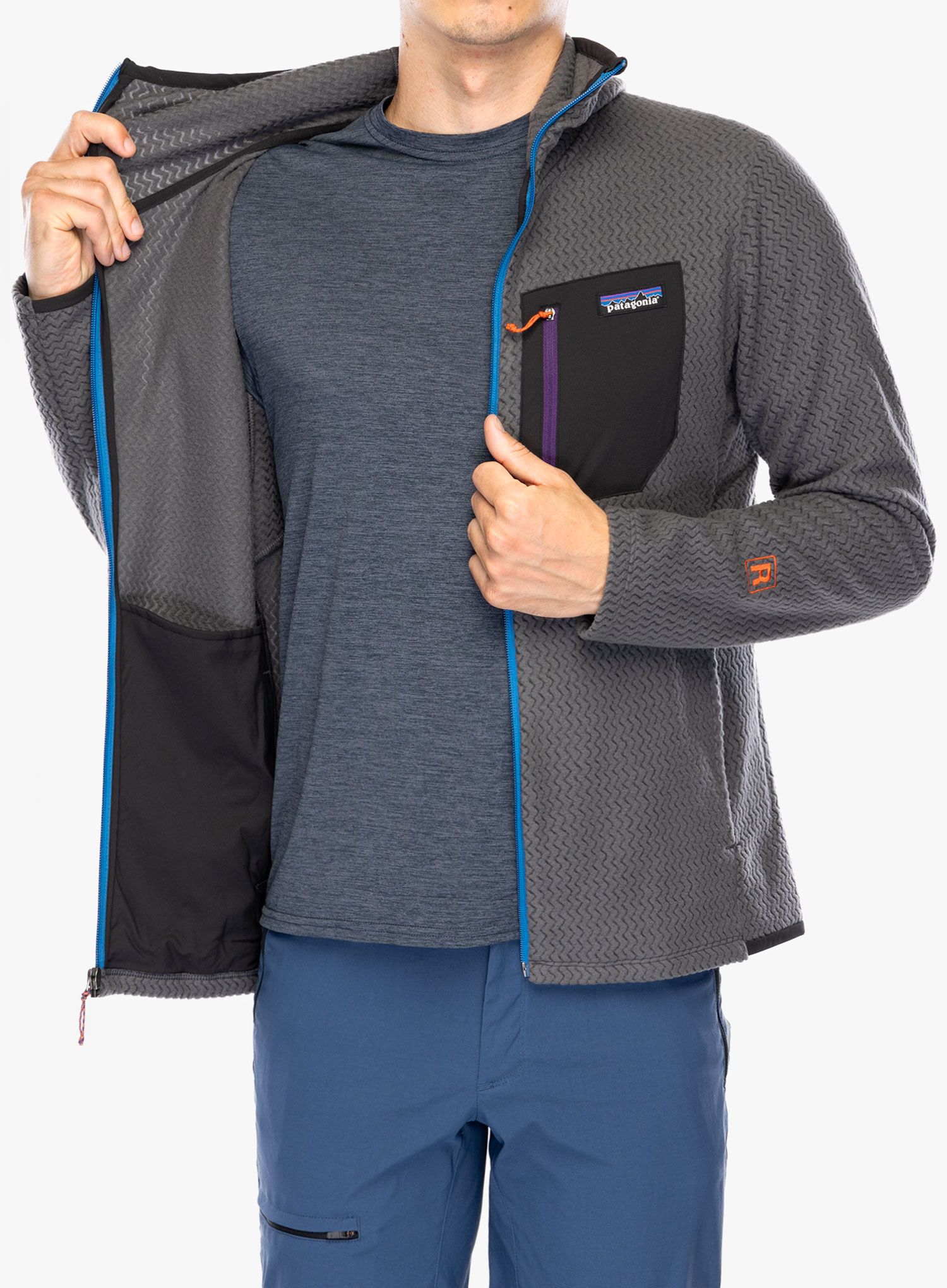 Jopica s kapuco Patagonia R1 Air Full-Zip Hoody - forge grey