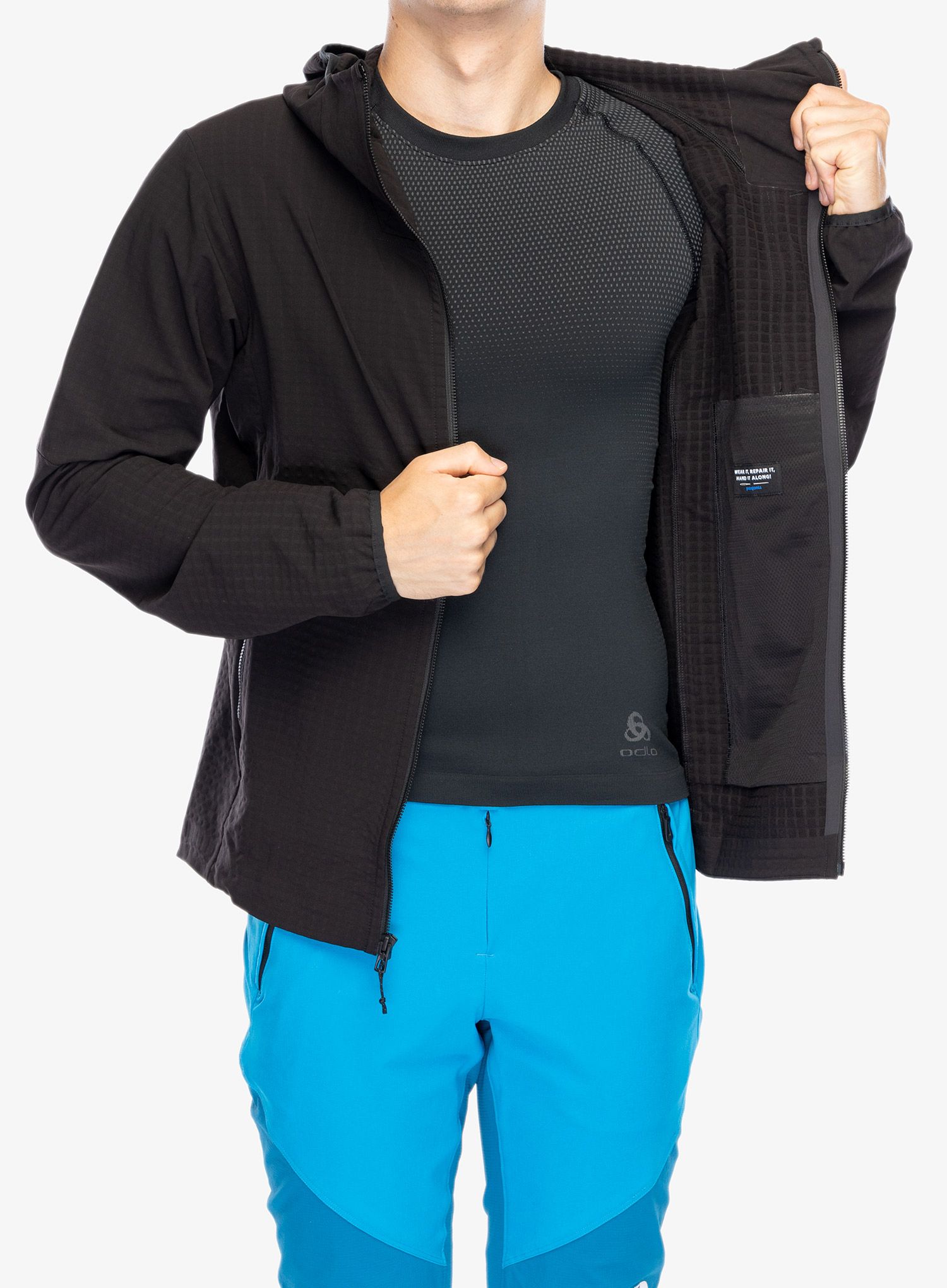 Softshell jakna Patagonia R1 TechFace Hoody - black
