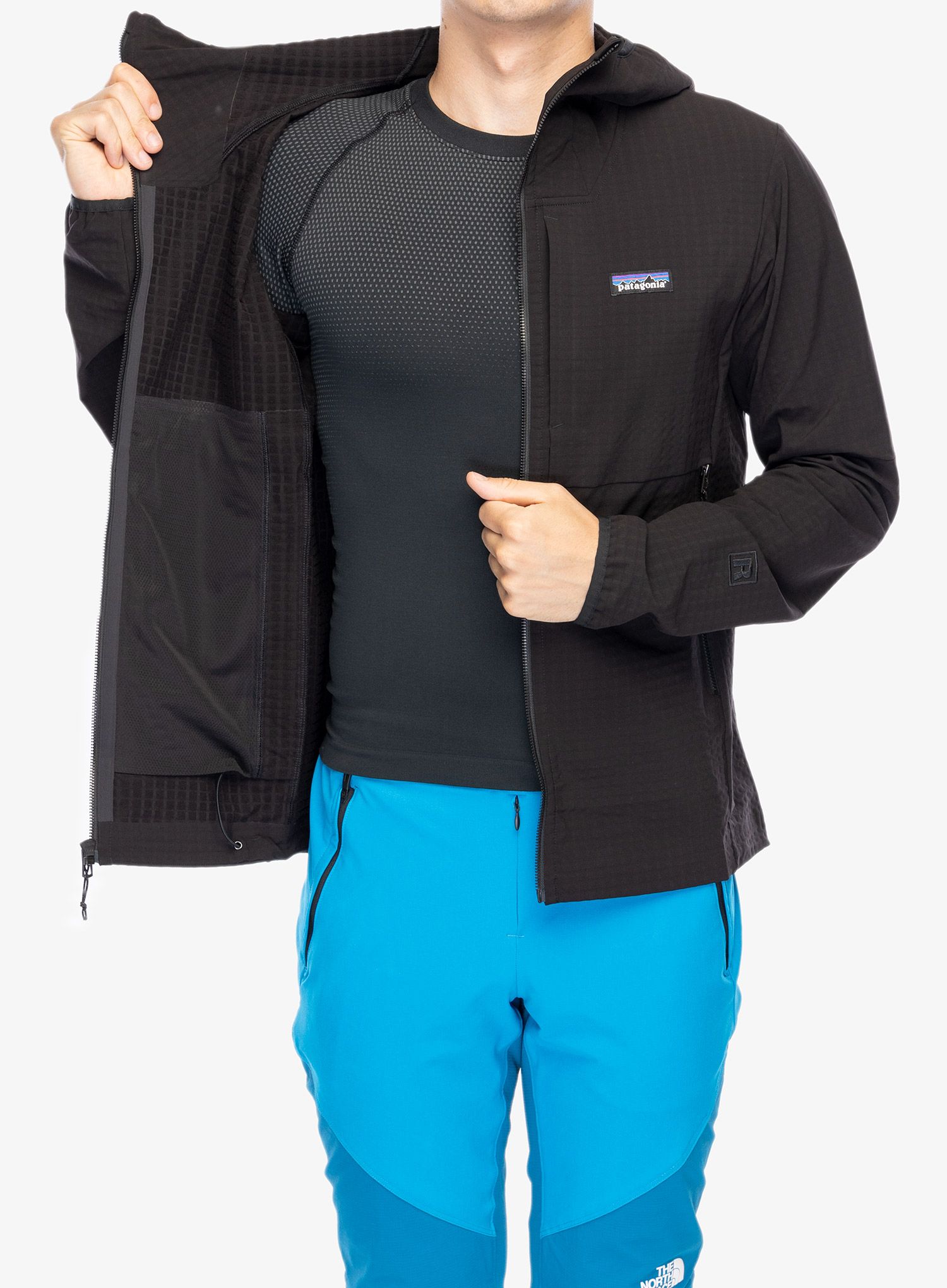 Softshell jakna Patagonia R1 TechFace Hoody - black