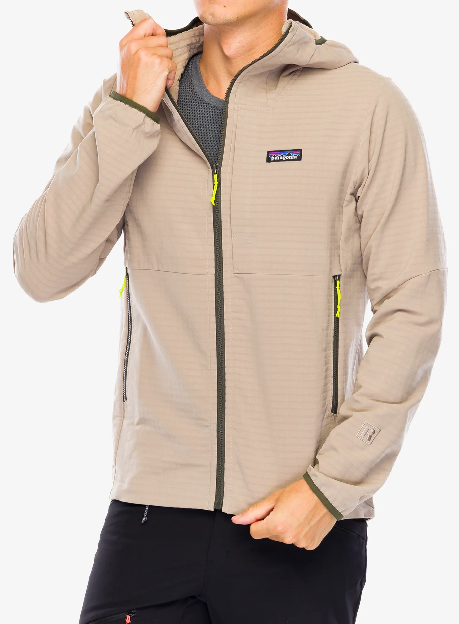 Softshell jakna Patagonia R1 TechFace Hoody - seabird grey