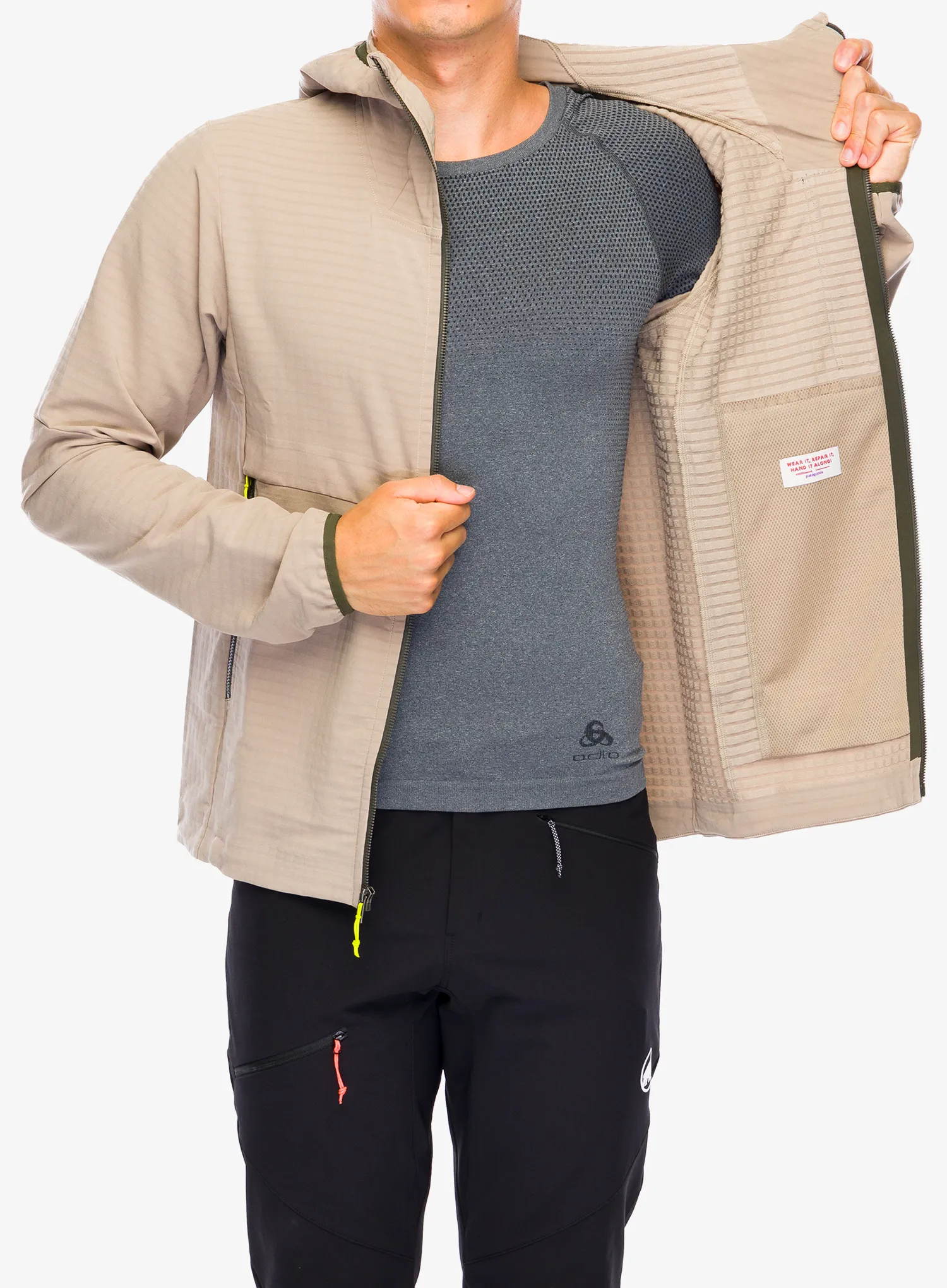 Softshell jakna Patagonia R1 TechFace Hoody - seabird grey